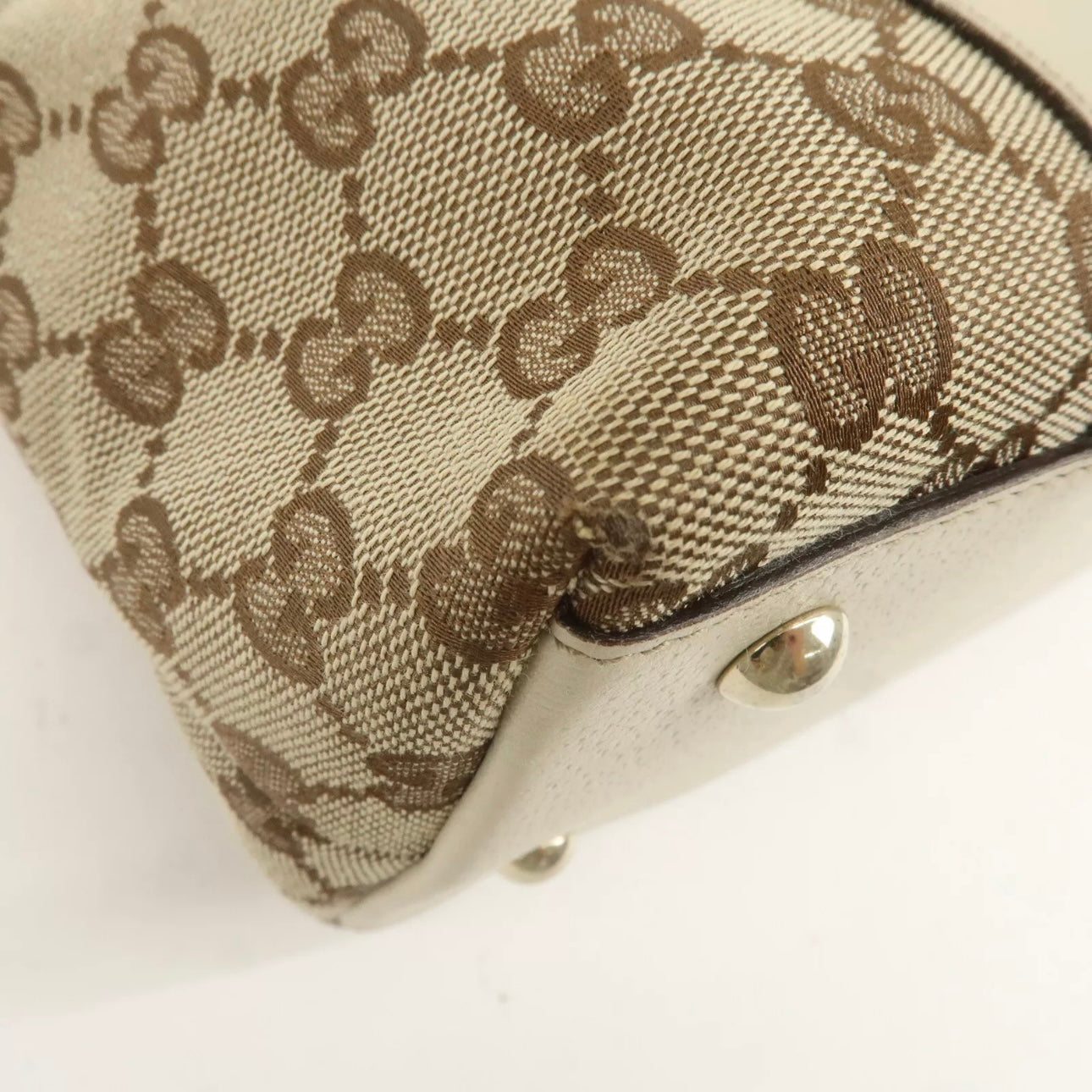 Gucci Abbey GG Canvas Leather Tote Bag Beige Ivory