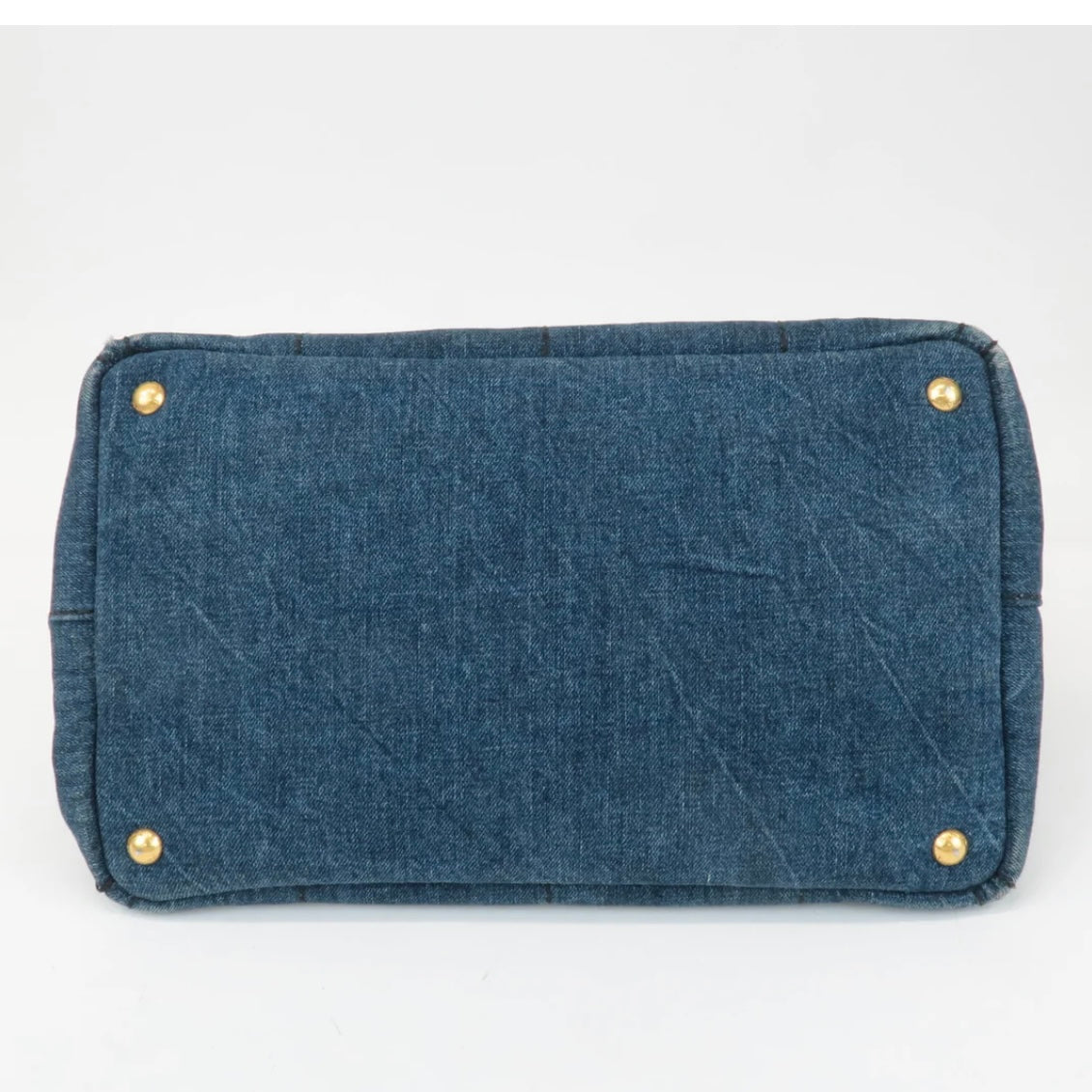 Prada Canapa Large Canvas Tote Bag Hand Bag Denim Blue
