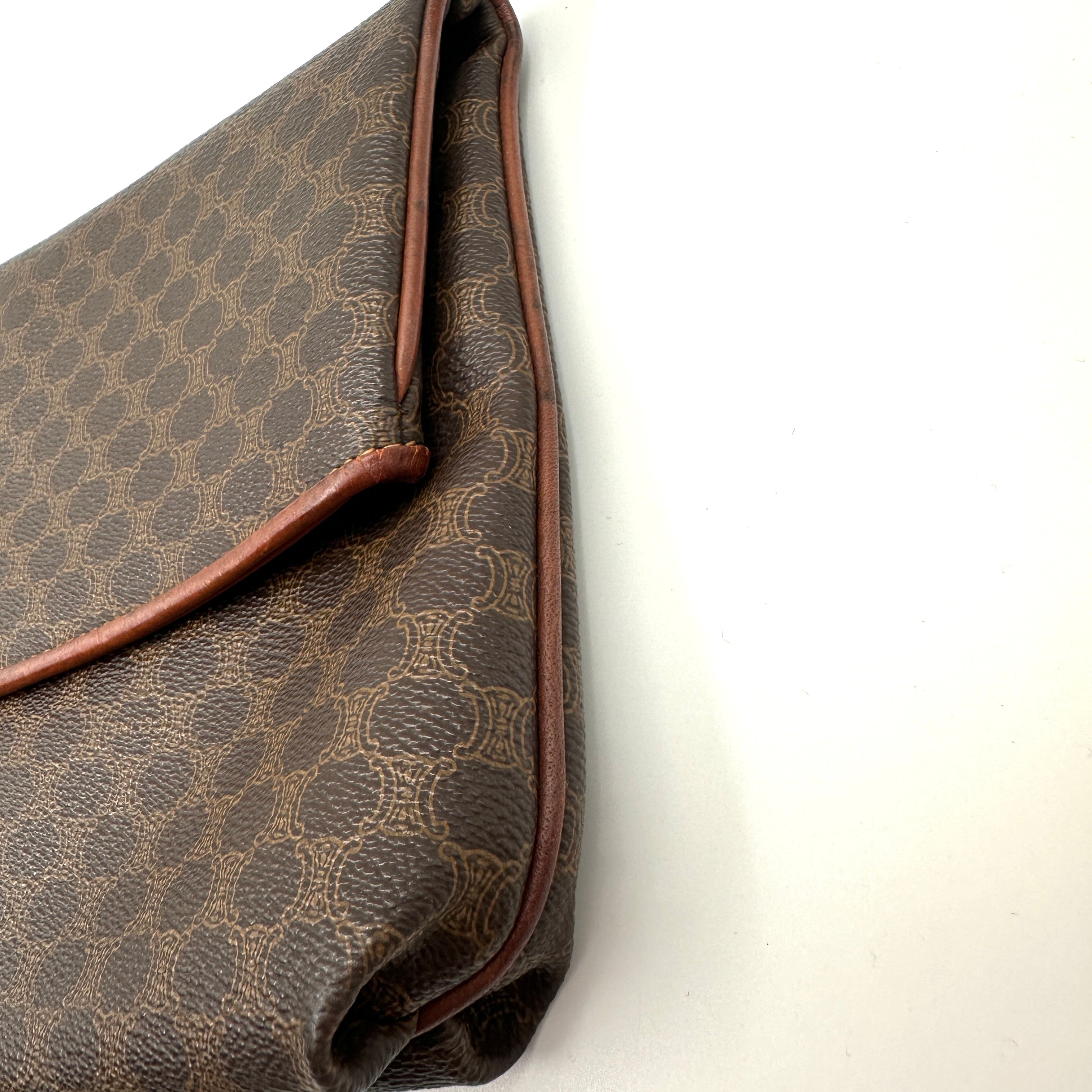 Macadam Clutch Hand Bag PVC Leather Brown Bifold Purse