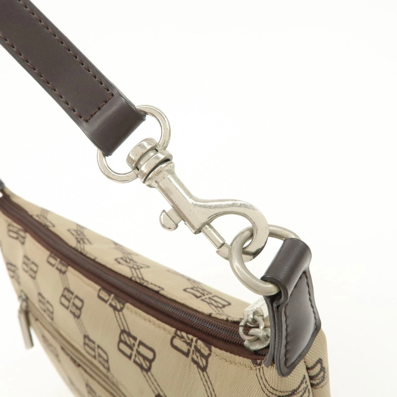 BALENCIAGA Leather Canvas Shoulder Bag