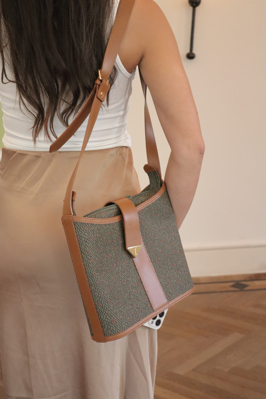 Shoulder Bag Leather Brown/Khaki