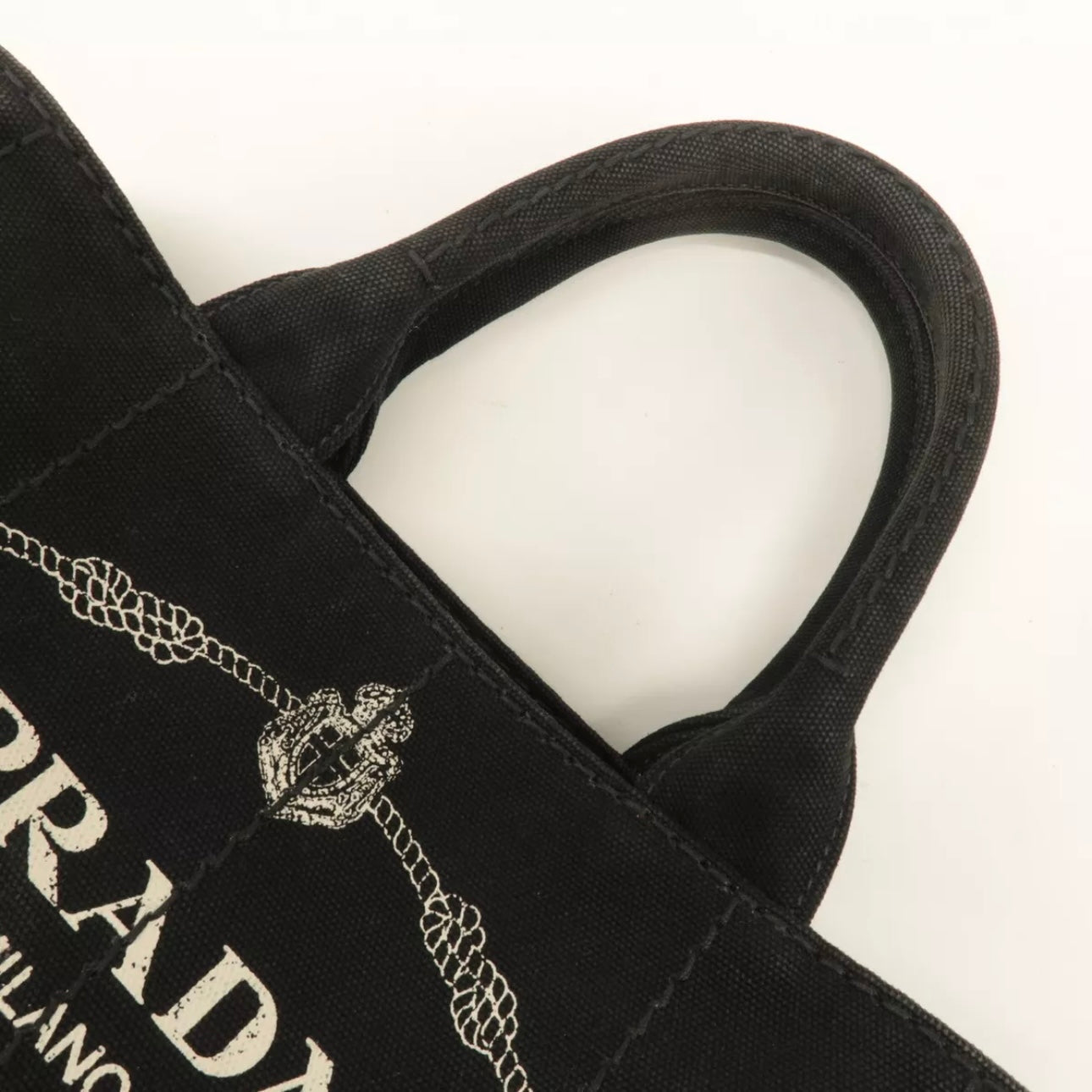 Prada Canapa Mini Canvas Tote Bag Hand Bag Black