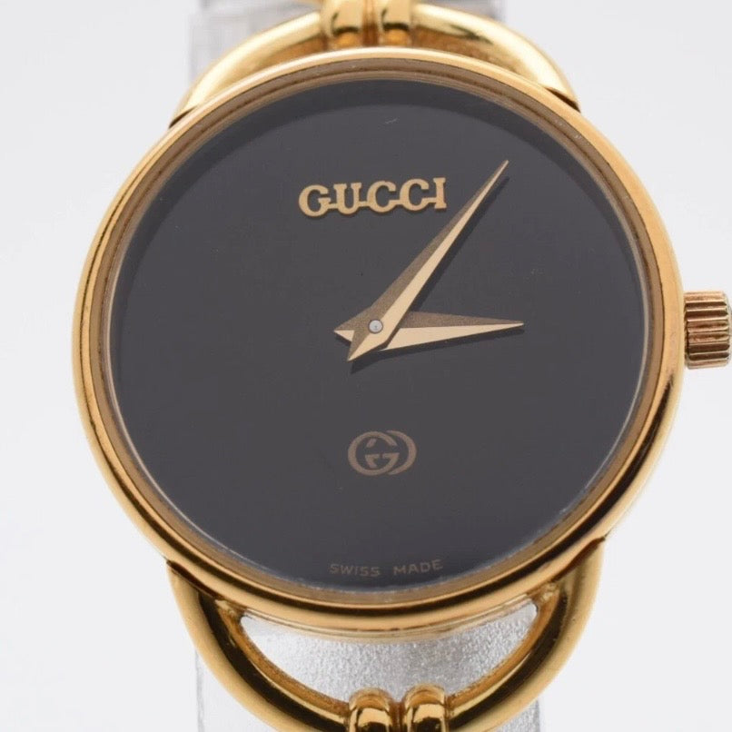 Vintage GUCCI 6000L 23mm Black Dial Gold Quartz Watch