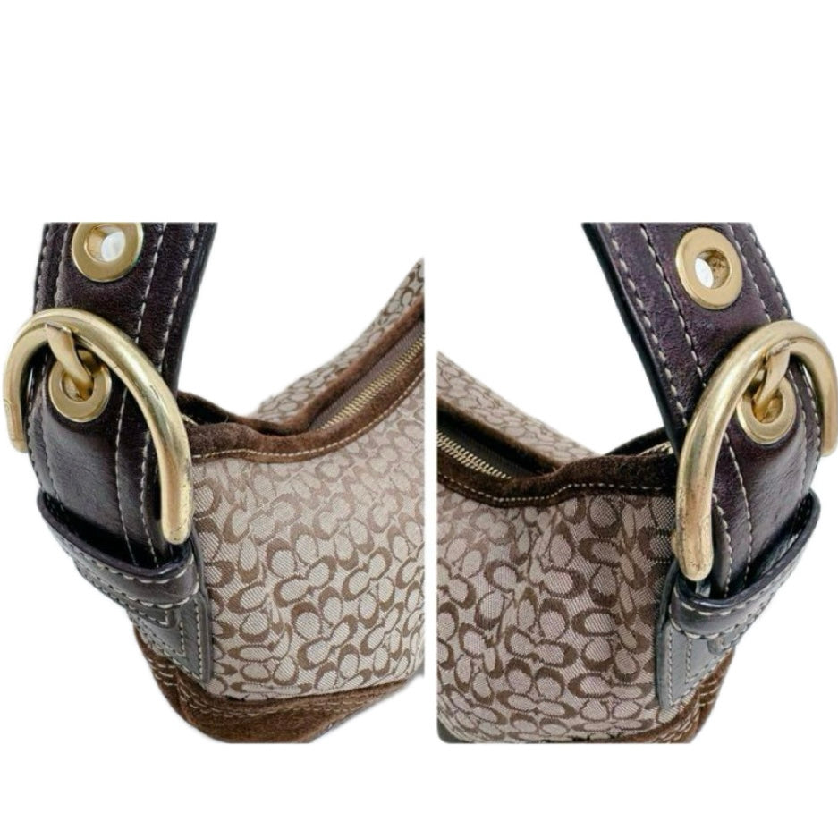 Coach Suede Bag- brown, gold metal