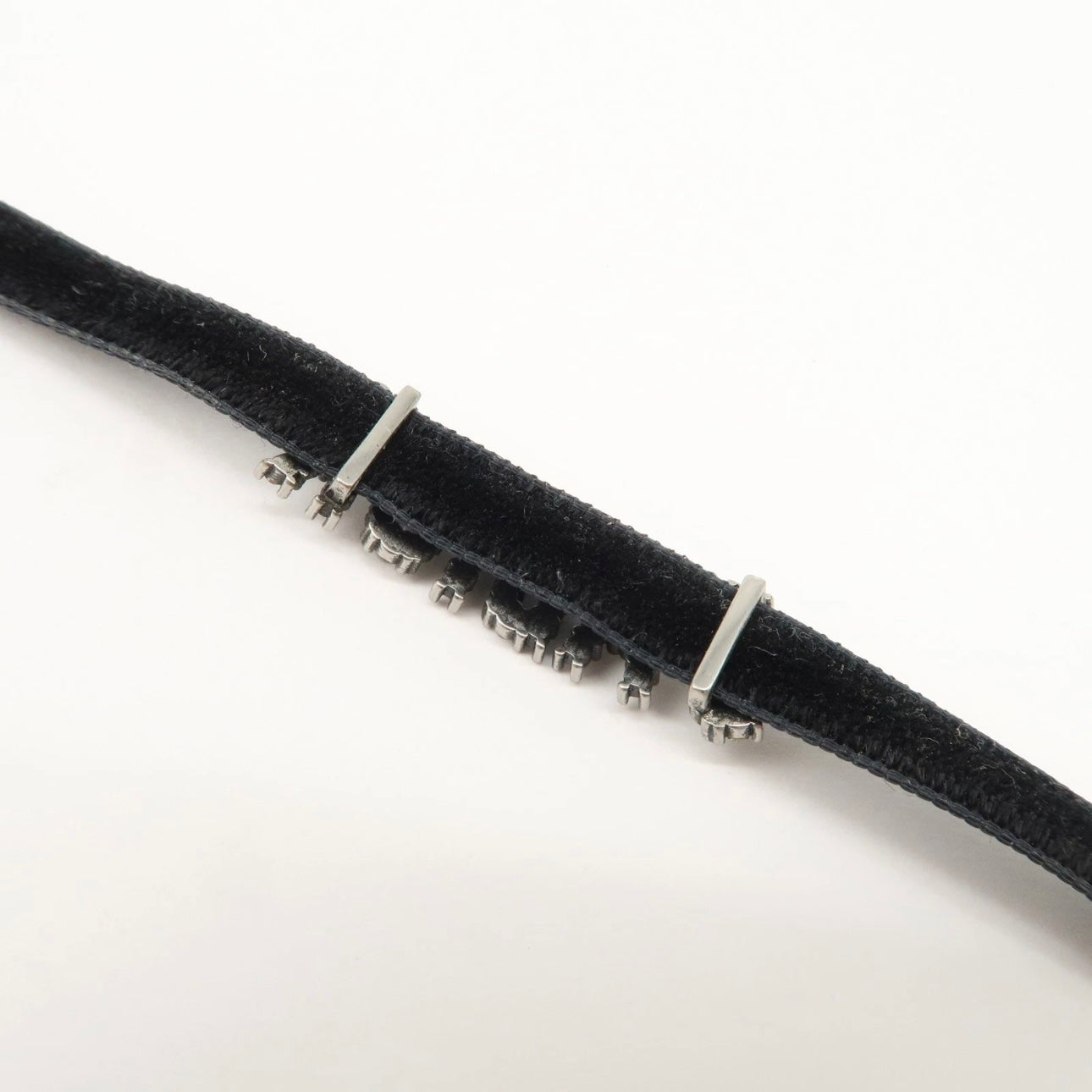 Christian Dior Metal Velour Rhine Stone Choker- Black Silver