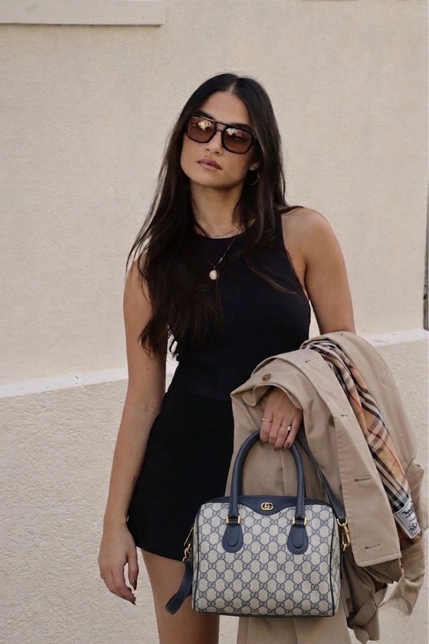 Gucci GG Supreme Boston Bag - Navy, PVC Leather