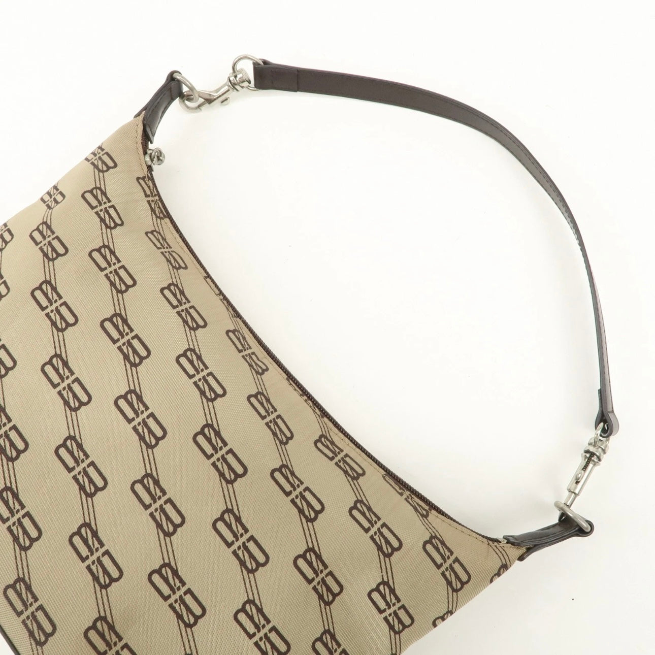BALENCIAGA Leather Canvas Shoulder Bag