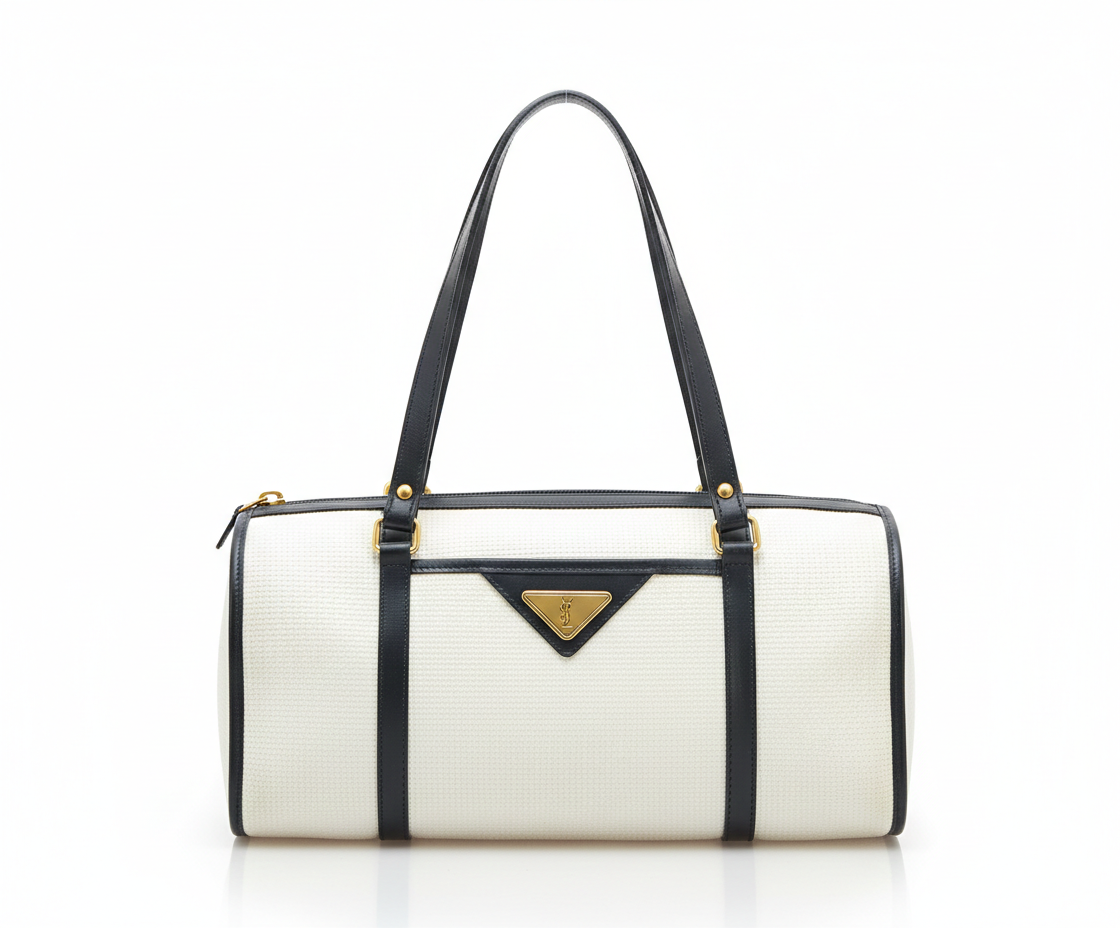 Saint Laurent Yves Hand Shoulder Bag - White, PVC Leather