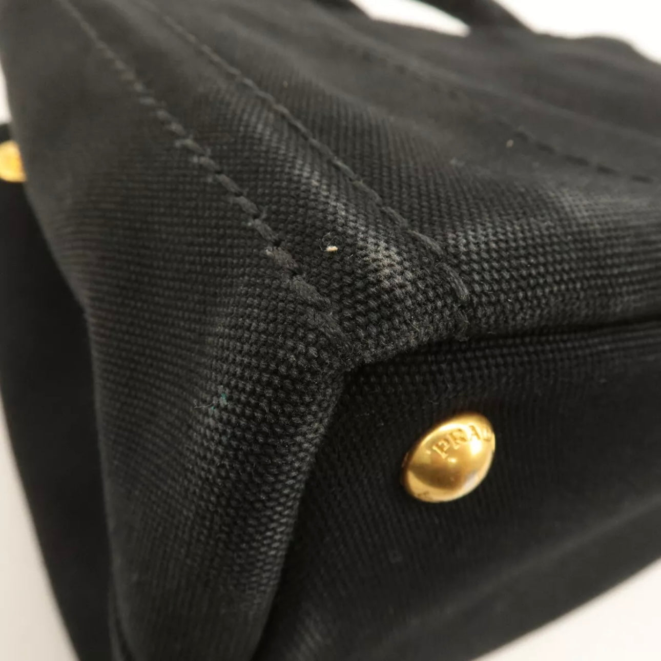 Prada Canapa Mini Canvas Tote Bag Hand Bag Black