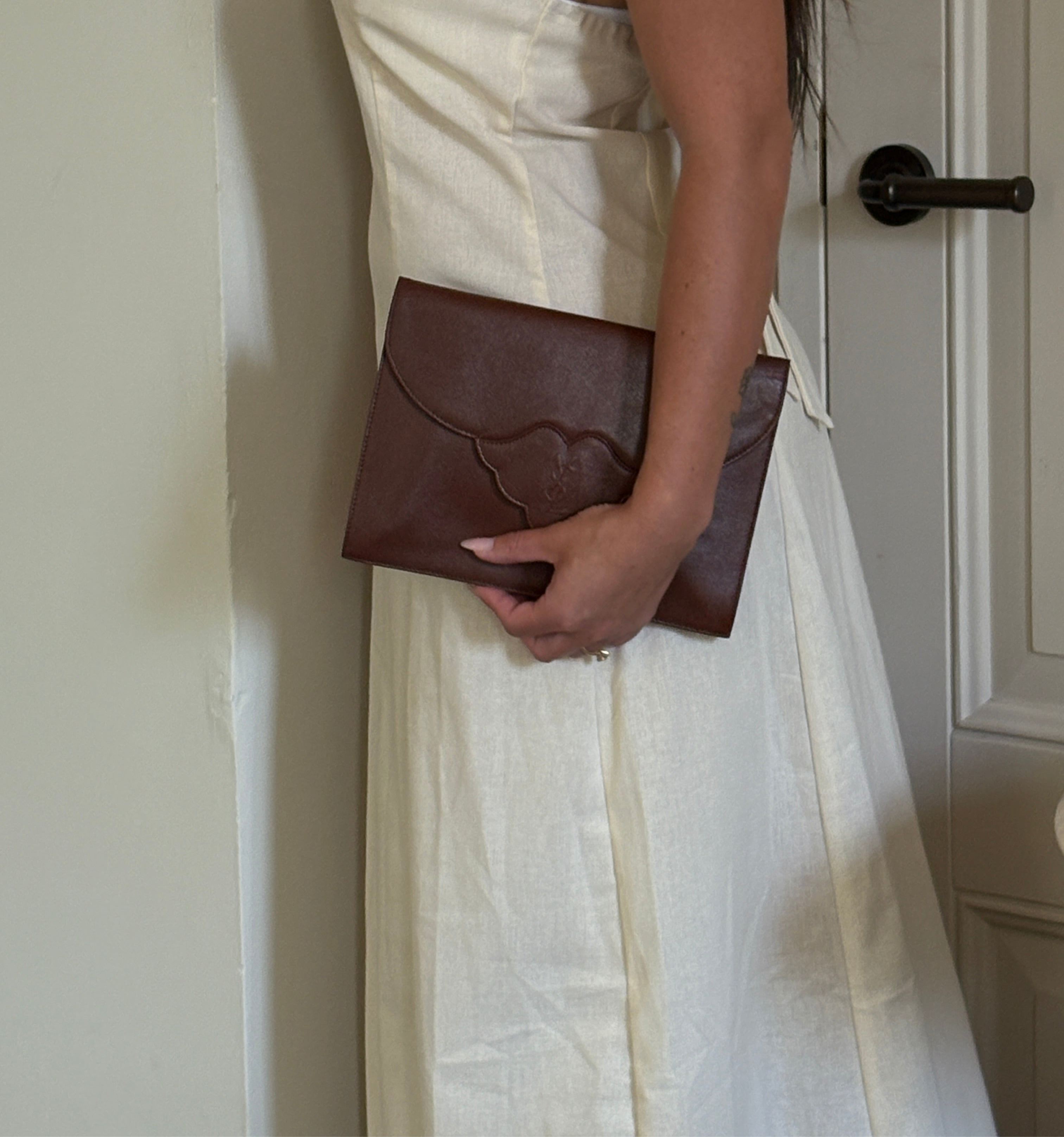 Saint Laurent Vintage Clutch Bag -Leather Brown