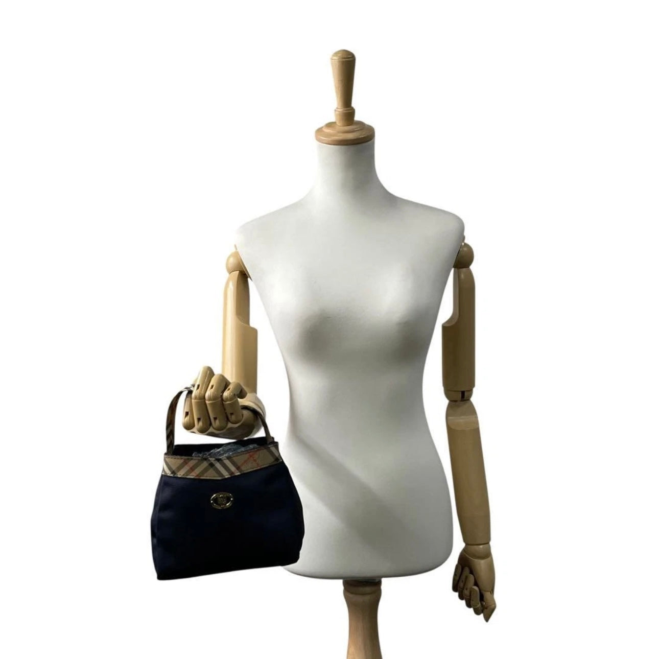 Burberry Mini Handbag- Canvas Nova Check Navy