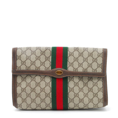 Gucci GG Supreme Web Clutch Bag - Beige, PVC