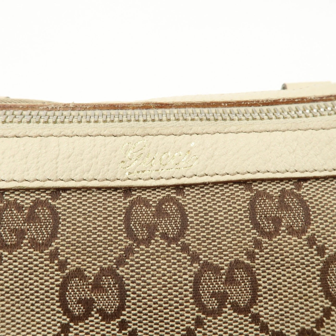 GUCCI Abbey GG Canvas Leather Boston Bag