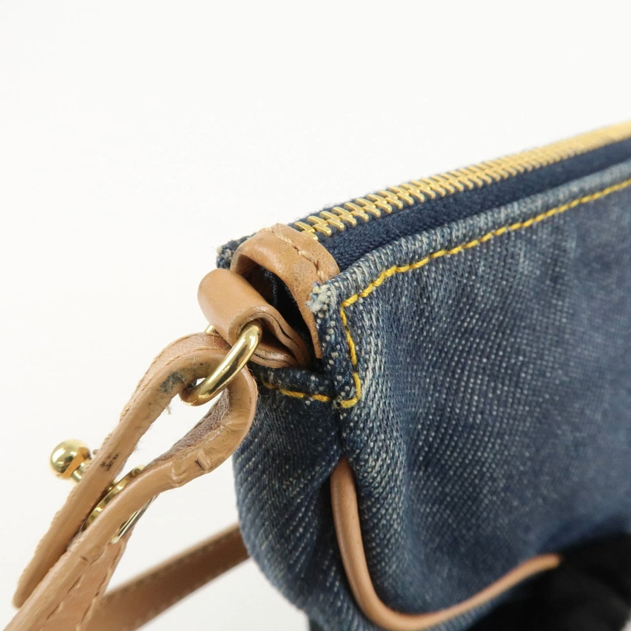 Christian Dior Saddle Pouch Denim Leather Hand Bag Shoulder Bag Indigo