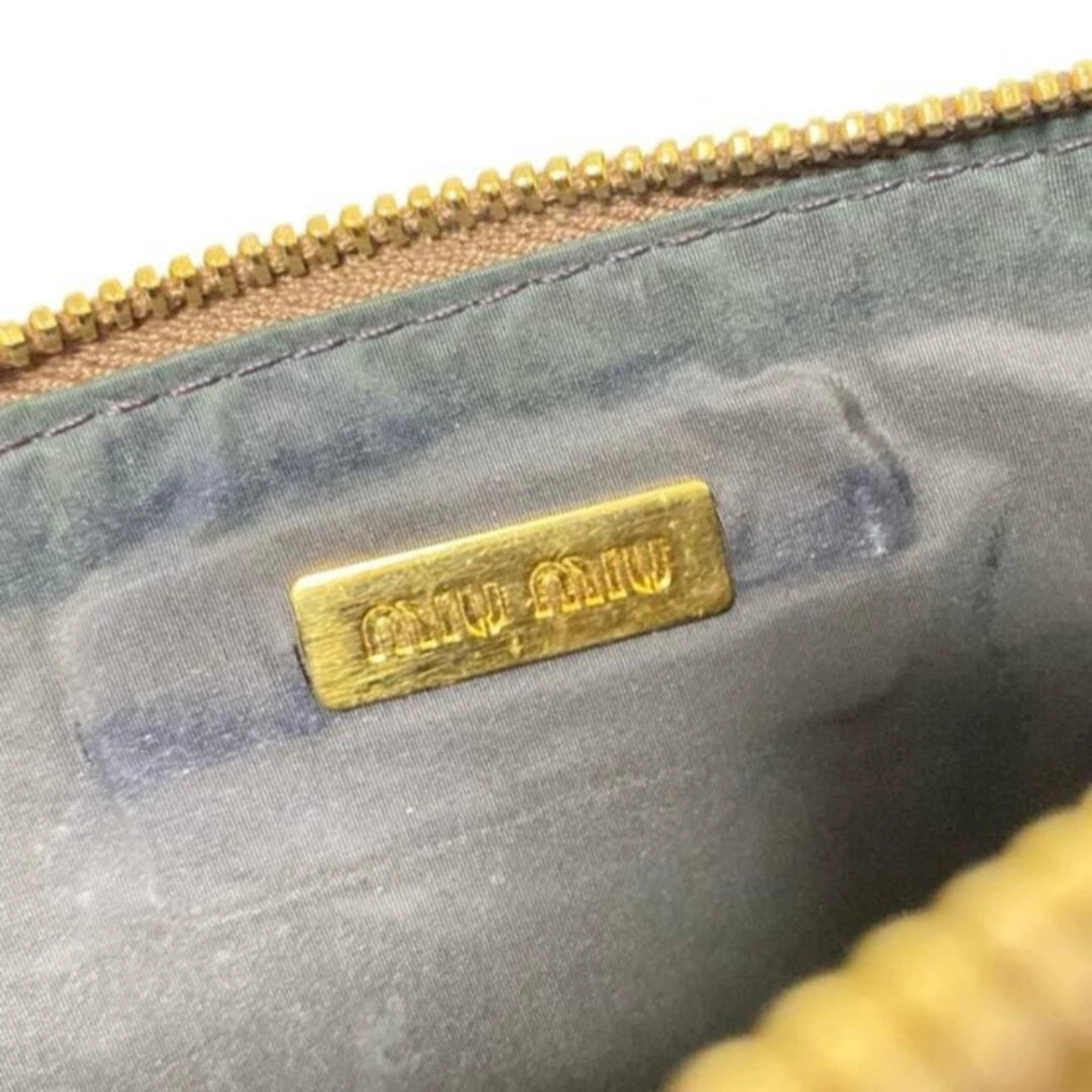 Miu Miu Beige Embossed Croco Leather Clutch