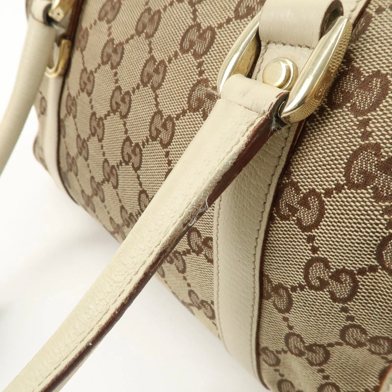 GUCCI Abbey GG Canvas Leather Boston Bag