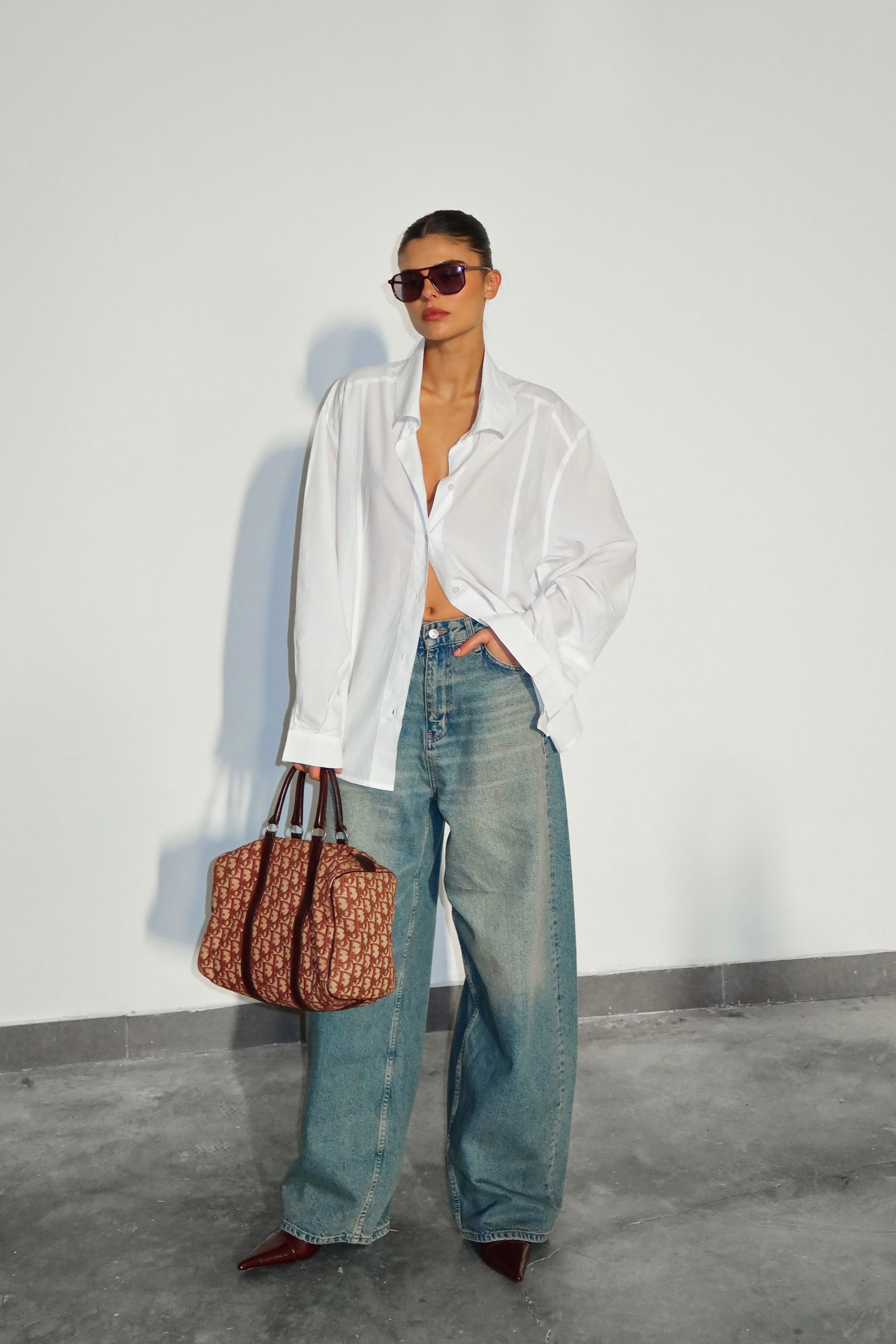 Christian Dior Trotter Boston Bag Burgundy