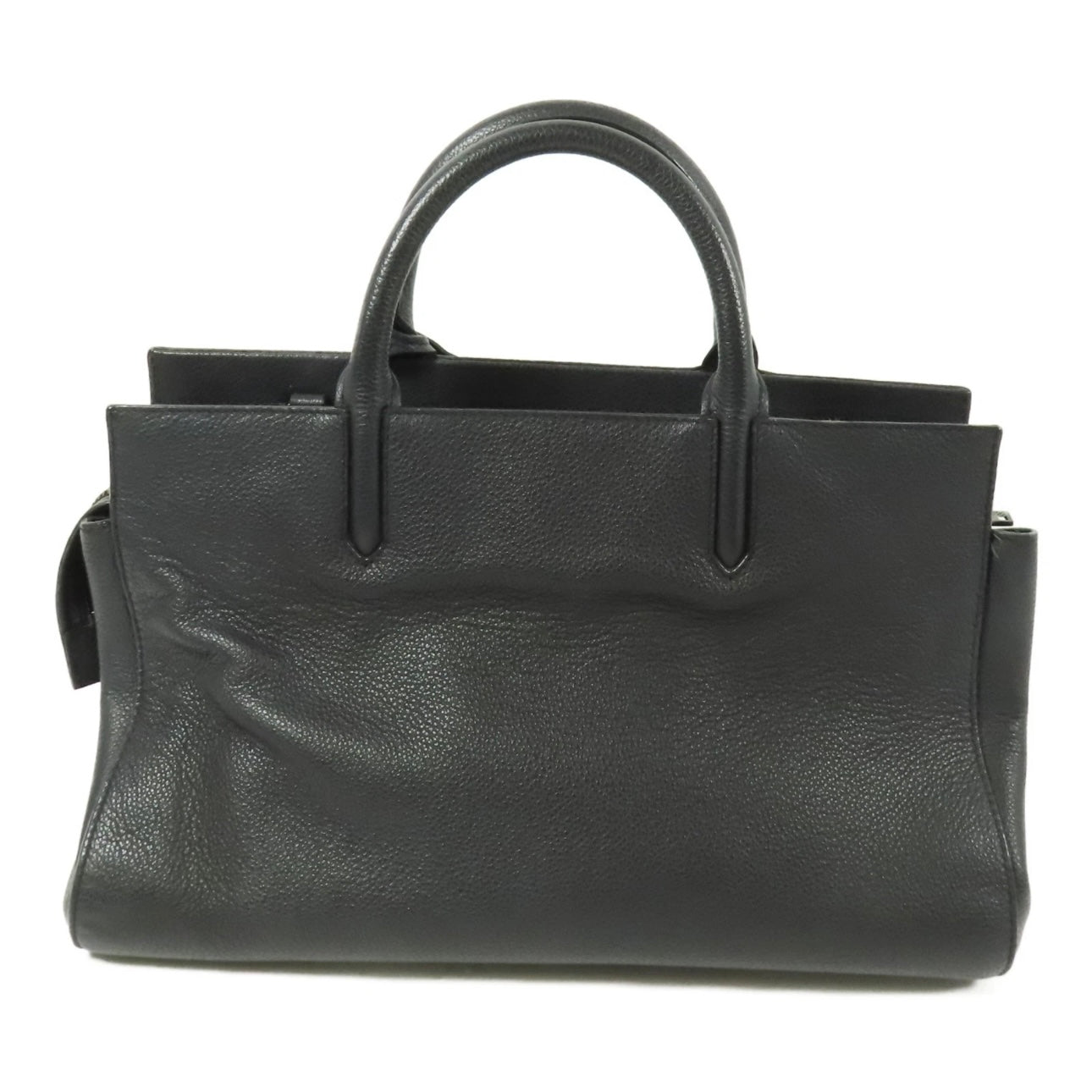 SAINT LAURENT YSL Cabas Rive Gauche 2way Shoulder Bag Calfskin Leather Black