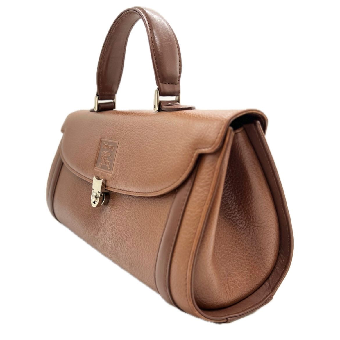 Burberry Vintage Top Handle Handbag - Brown, Leather
