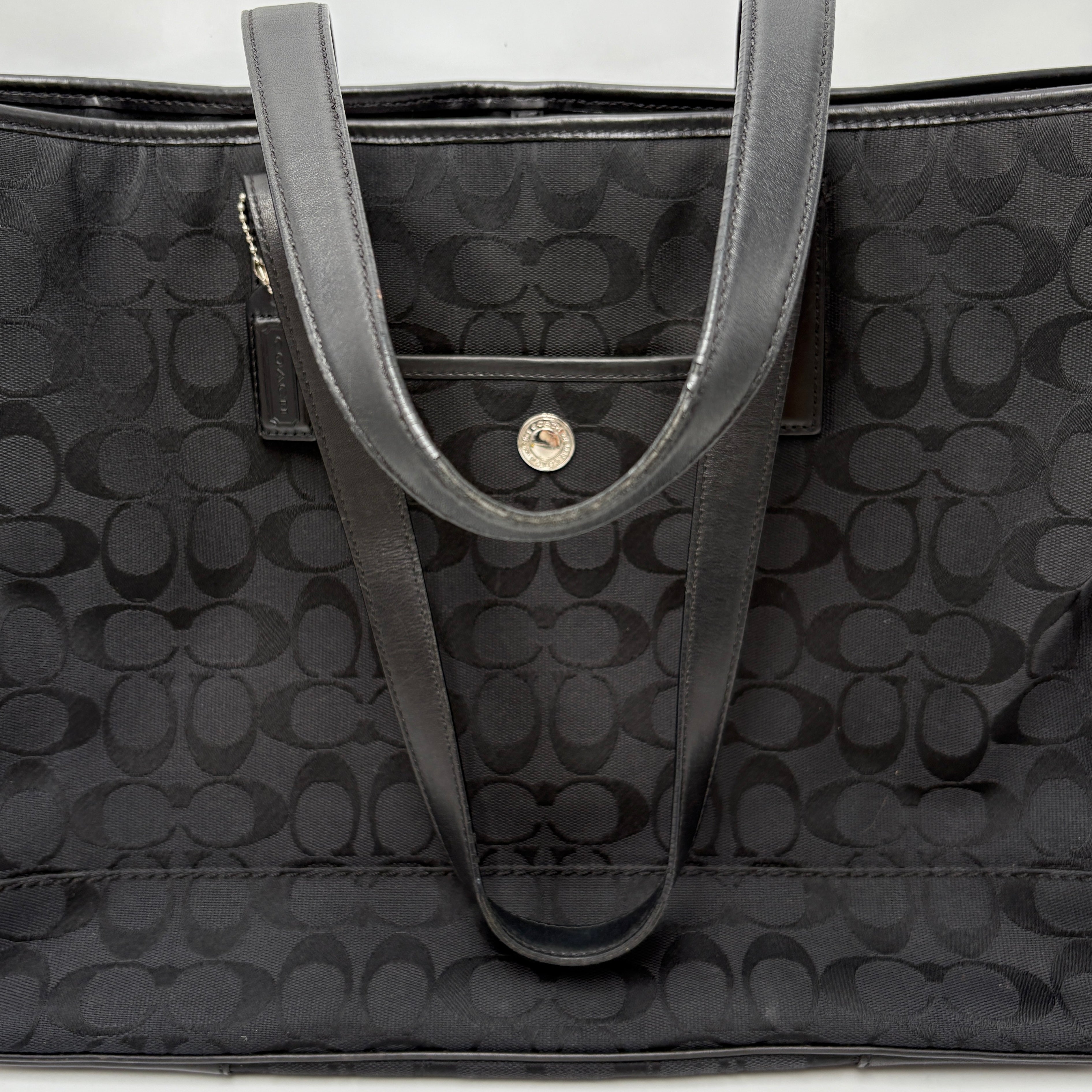 Coach Black Signature Monogram Tote Bag