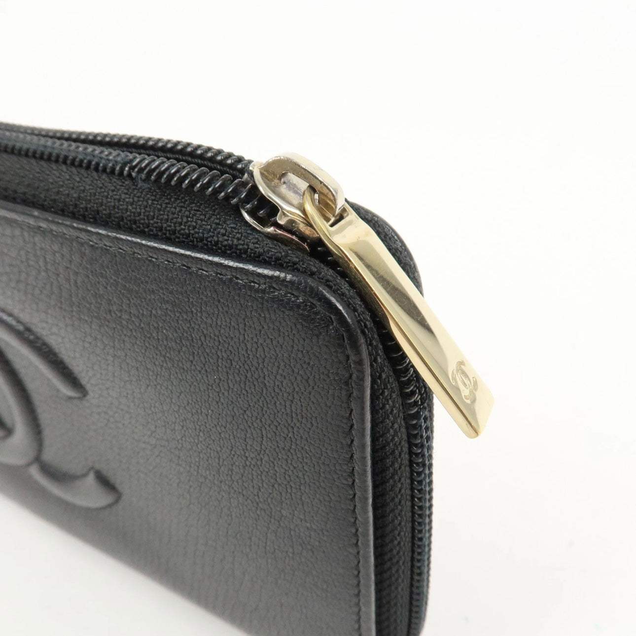 CHANEL Leather Bi-Fold Long Wallet