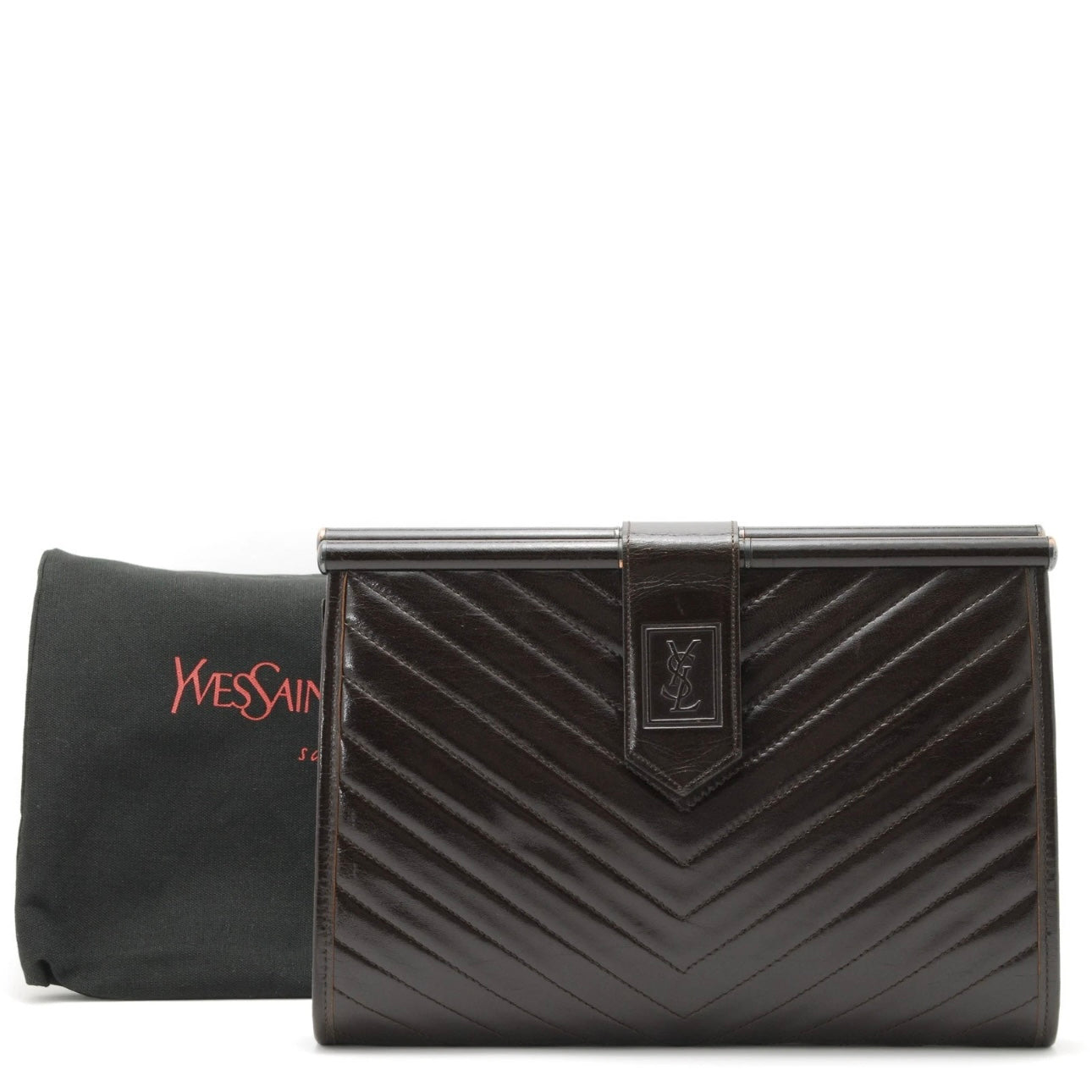 Saint Laurent Yves Clutch Bag - Brown, Leather