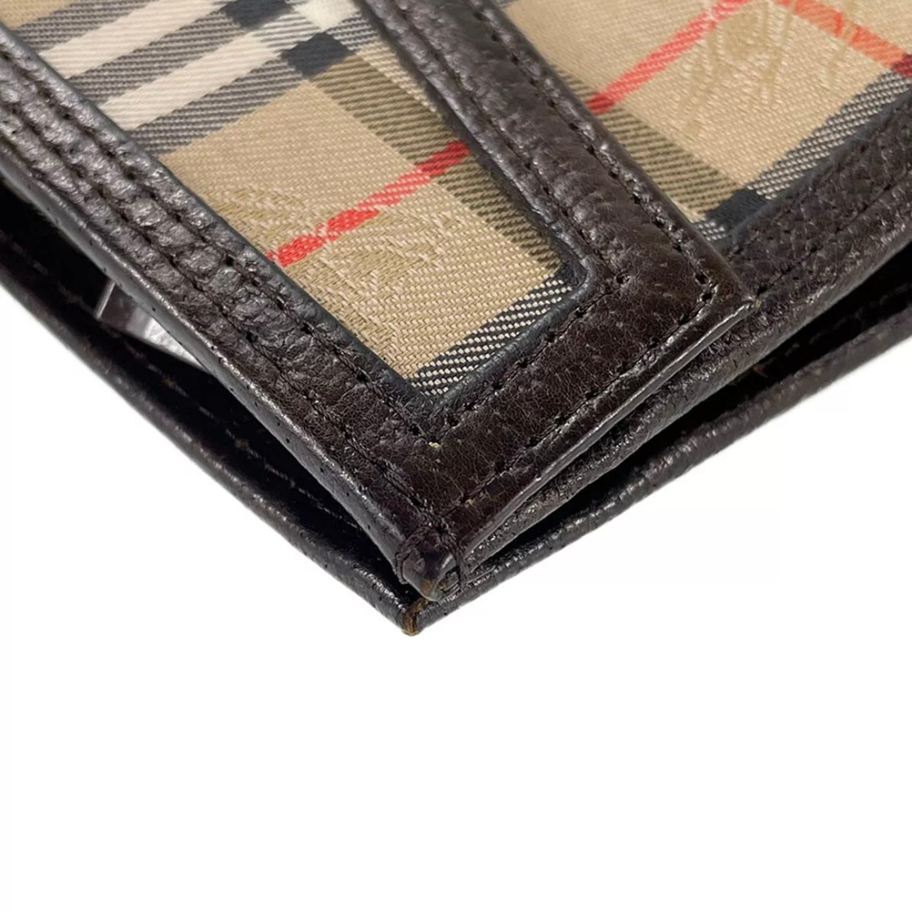 Burberry Leather Fabric Leather Nova Check Clutch