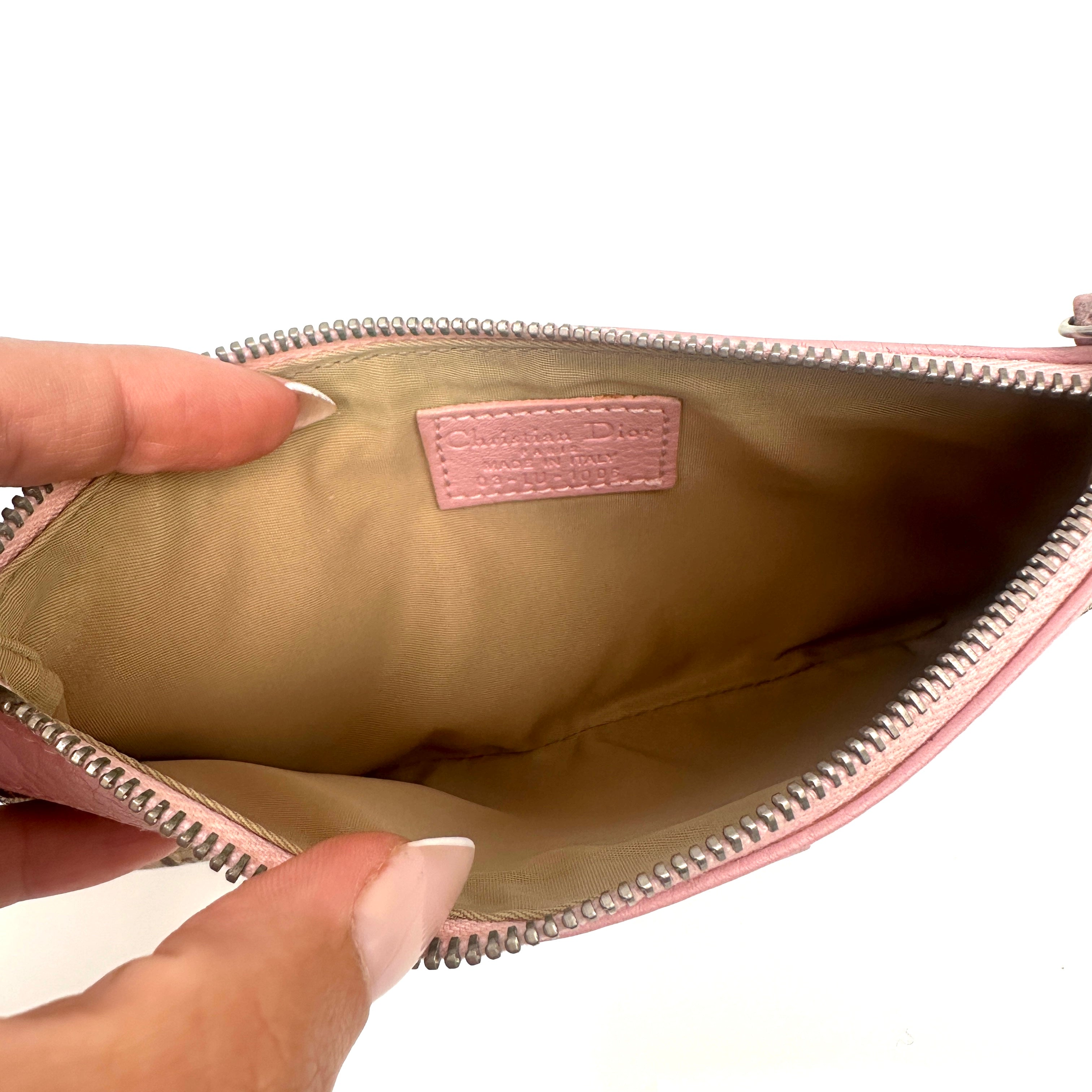 CD Pouch Clutch Oblique Canvas Brown Pink