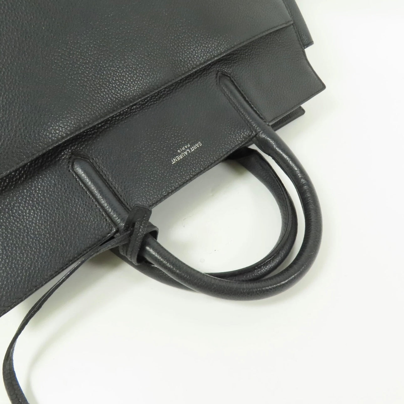 SAINT LAURENT YSL Cabas Rive Gauche 2way Shoulder Bag Calfskin Leather Black
