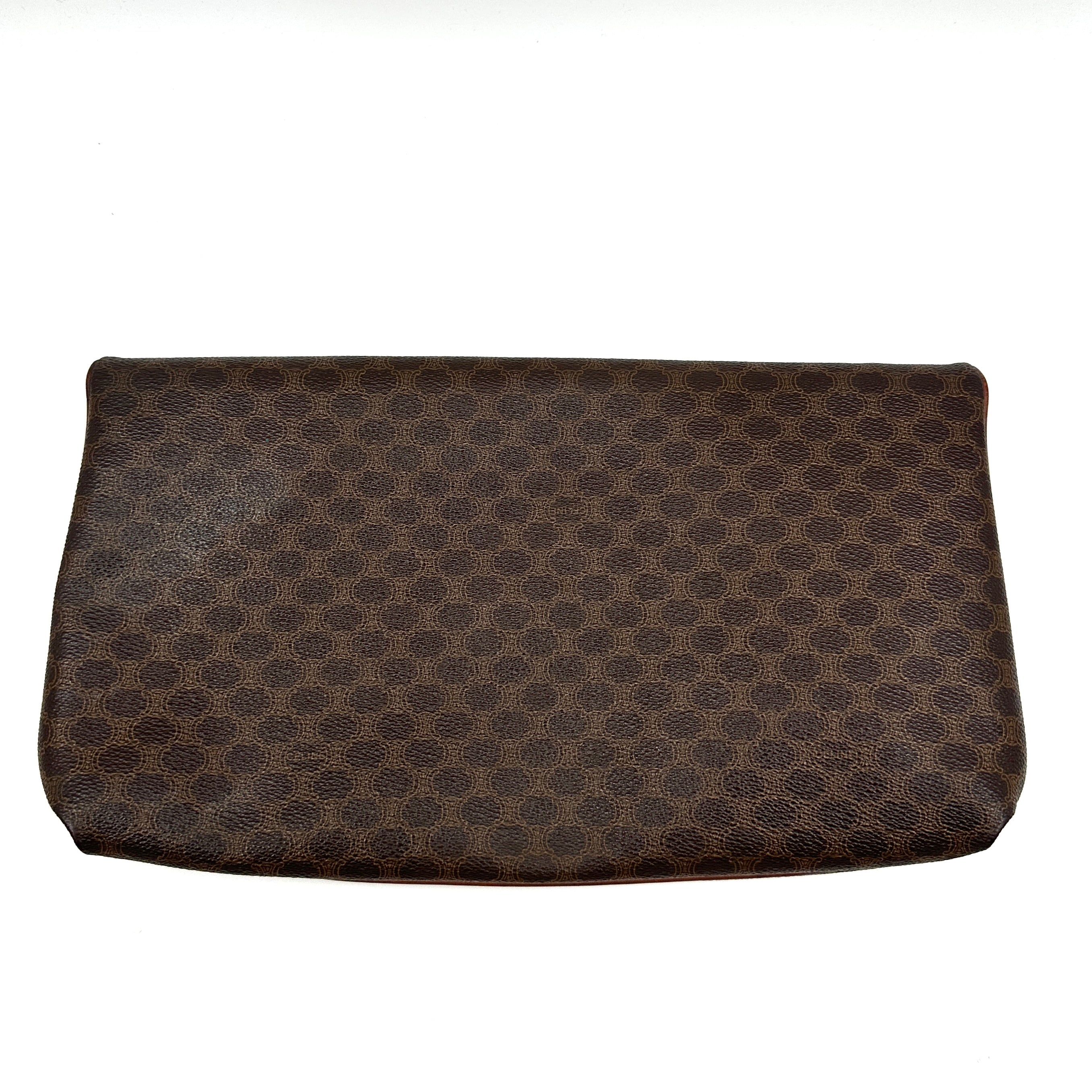 Macadam Clutch Hand Bag PVC Leather Brown Bifold Purse