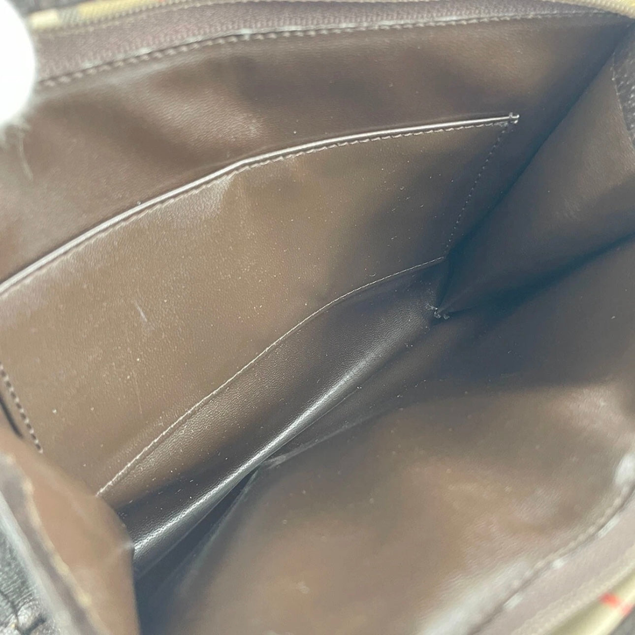 Burberry Leather Fabric Leather Nova Check Clutch