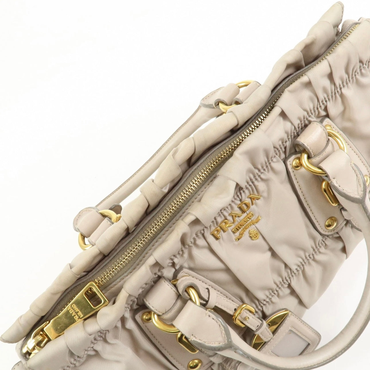 Prada Nylon Leather 2Way Bag- Gray