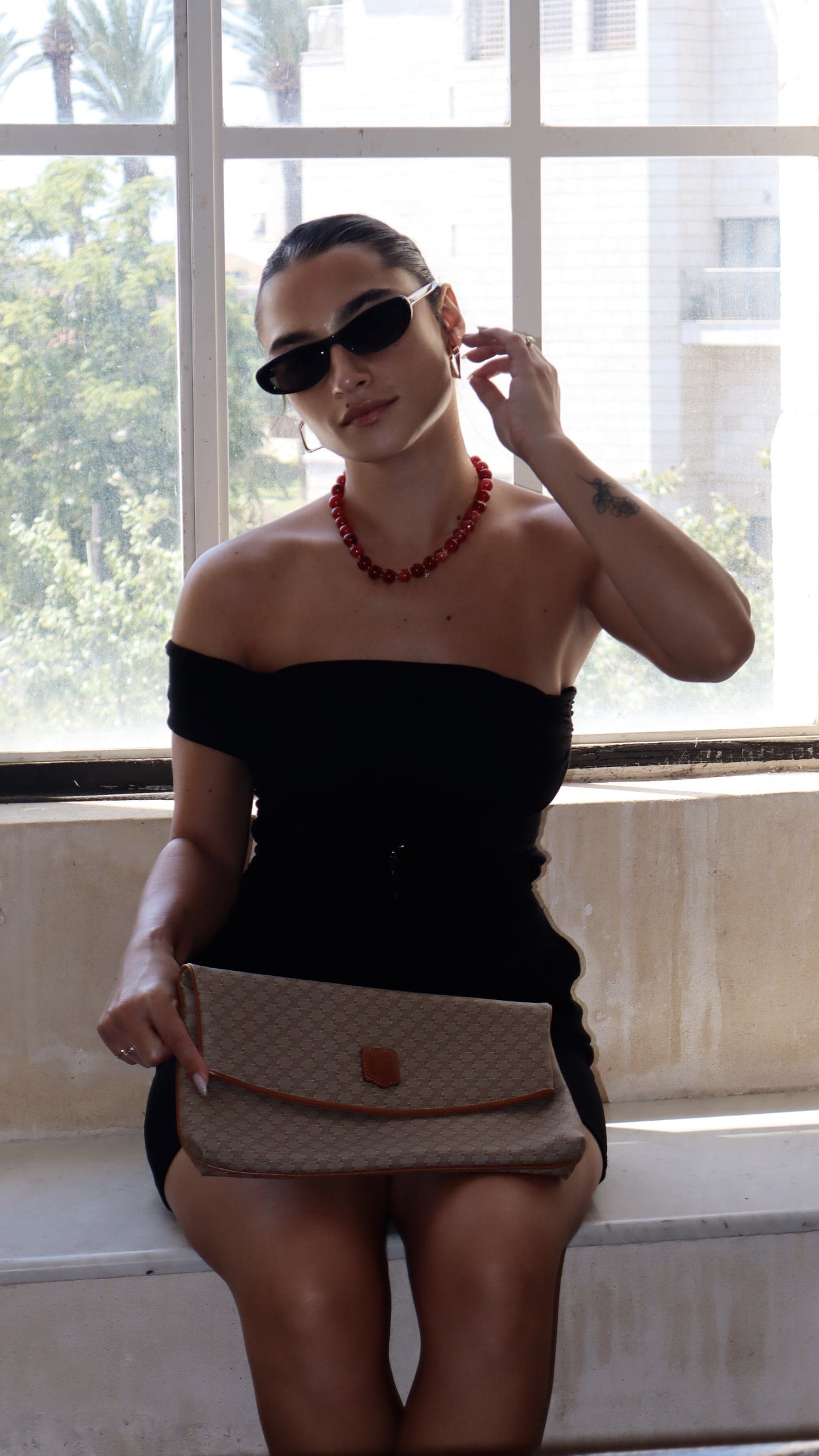 Celine Macadam Clutch Bag - Beige, Leather, PVC