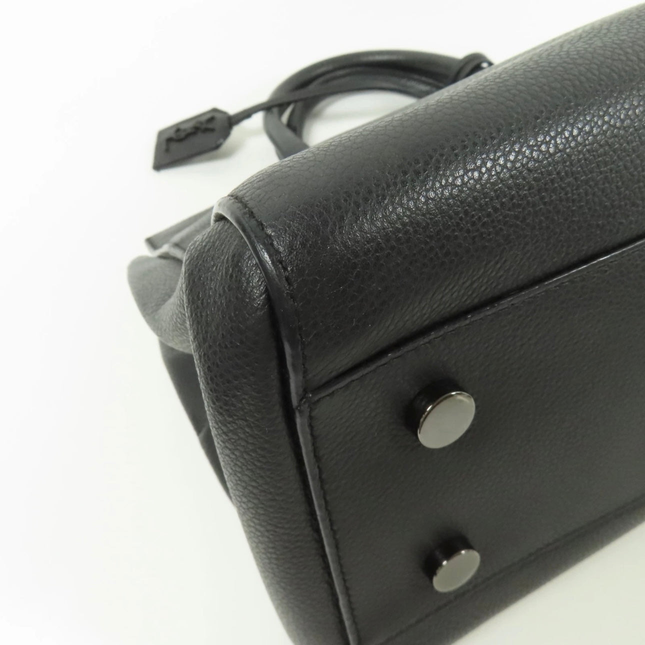 SAINT LAURENT YSL Cabas Rive Gauche 2way Shoulder Bag Calfskin Leather Black
