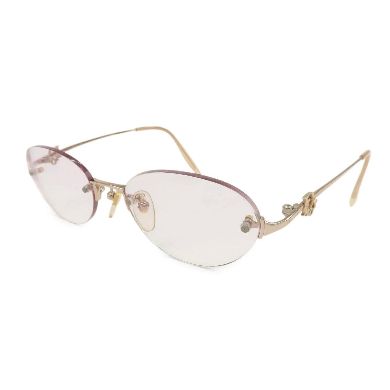 Christian Dior Clear Metal Sunglasses Pink Beige