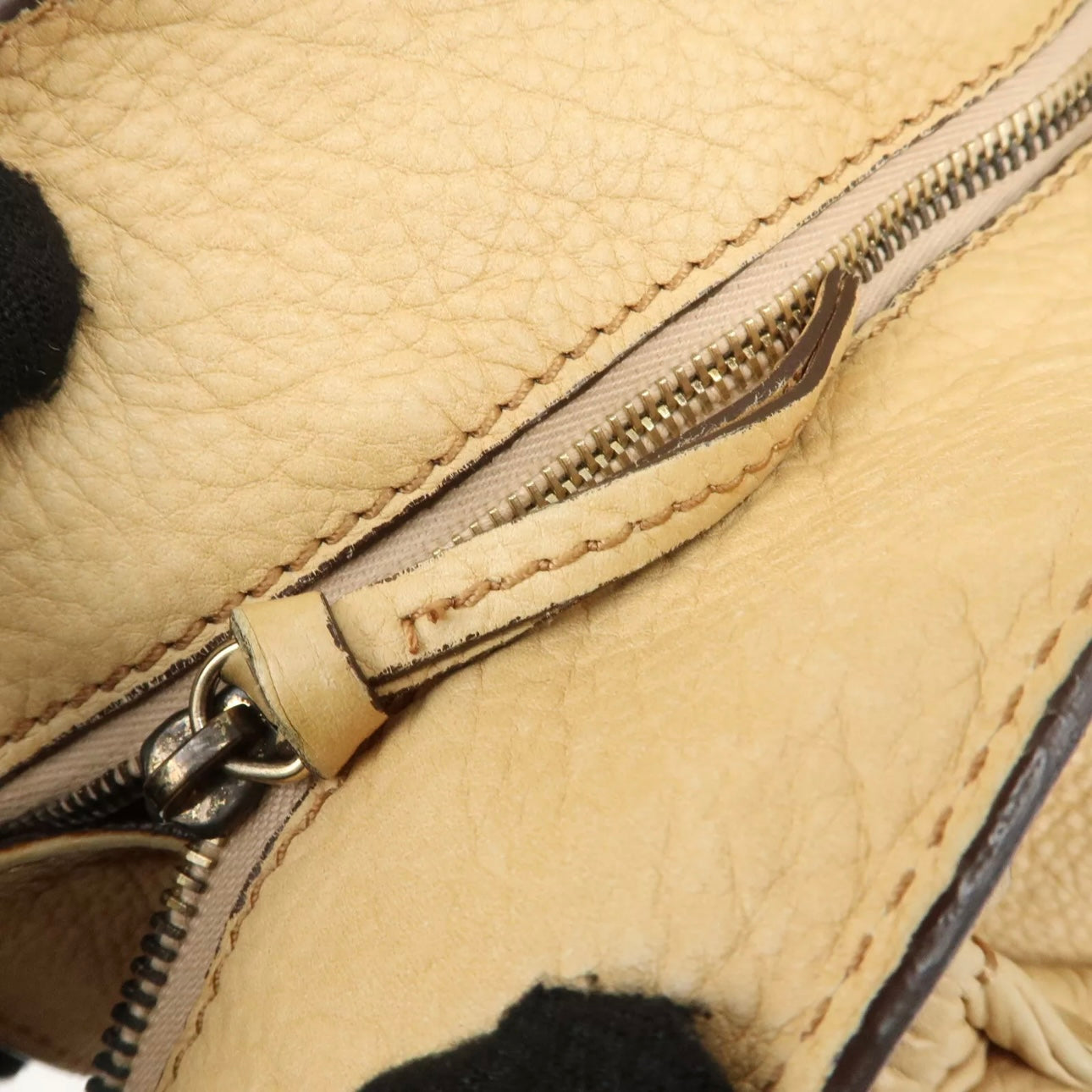 CELINE Bitter Sweet Leather Shoulder Bag Beige Brown Gold Hardware