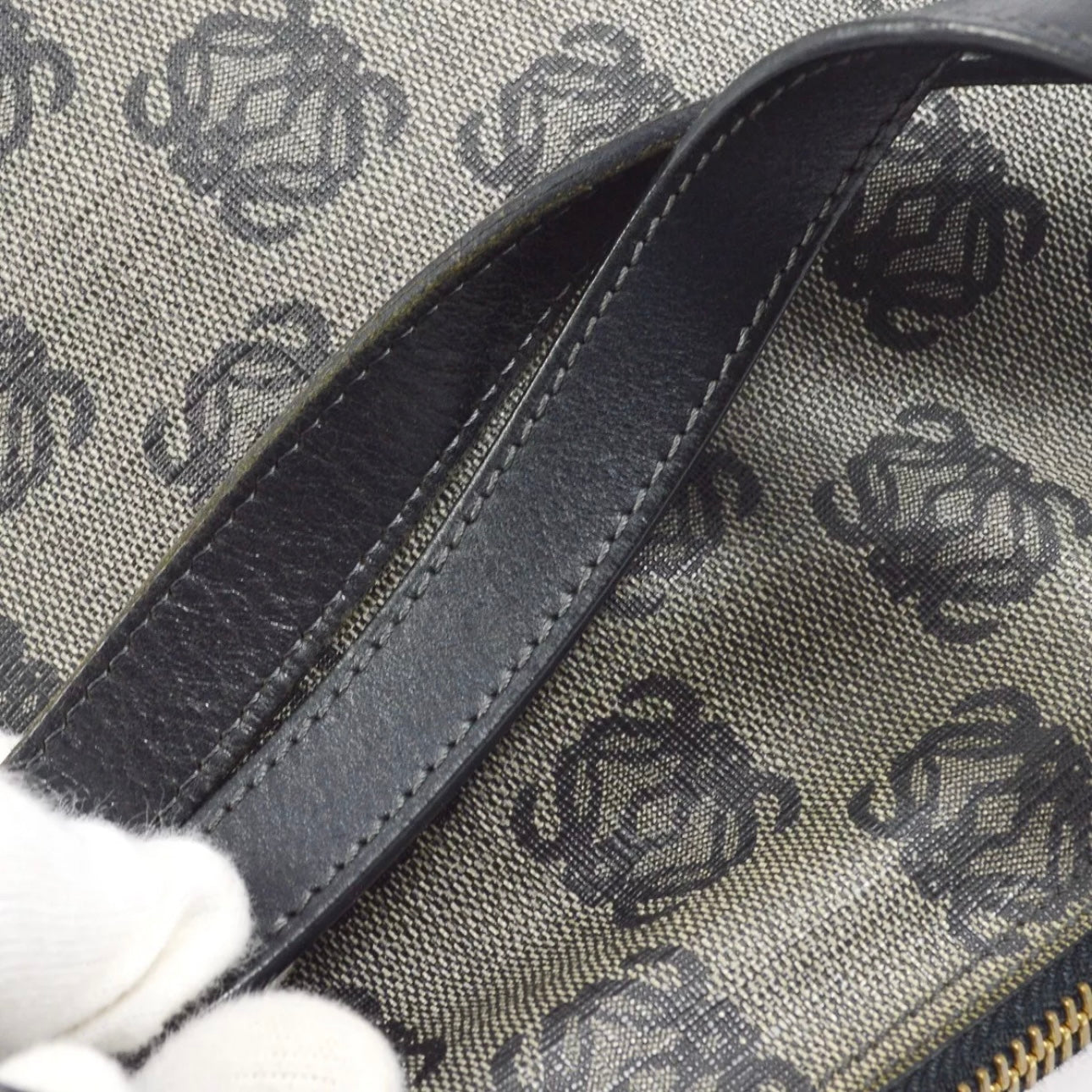 Black Gray PVC Tote Handbag