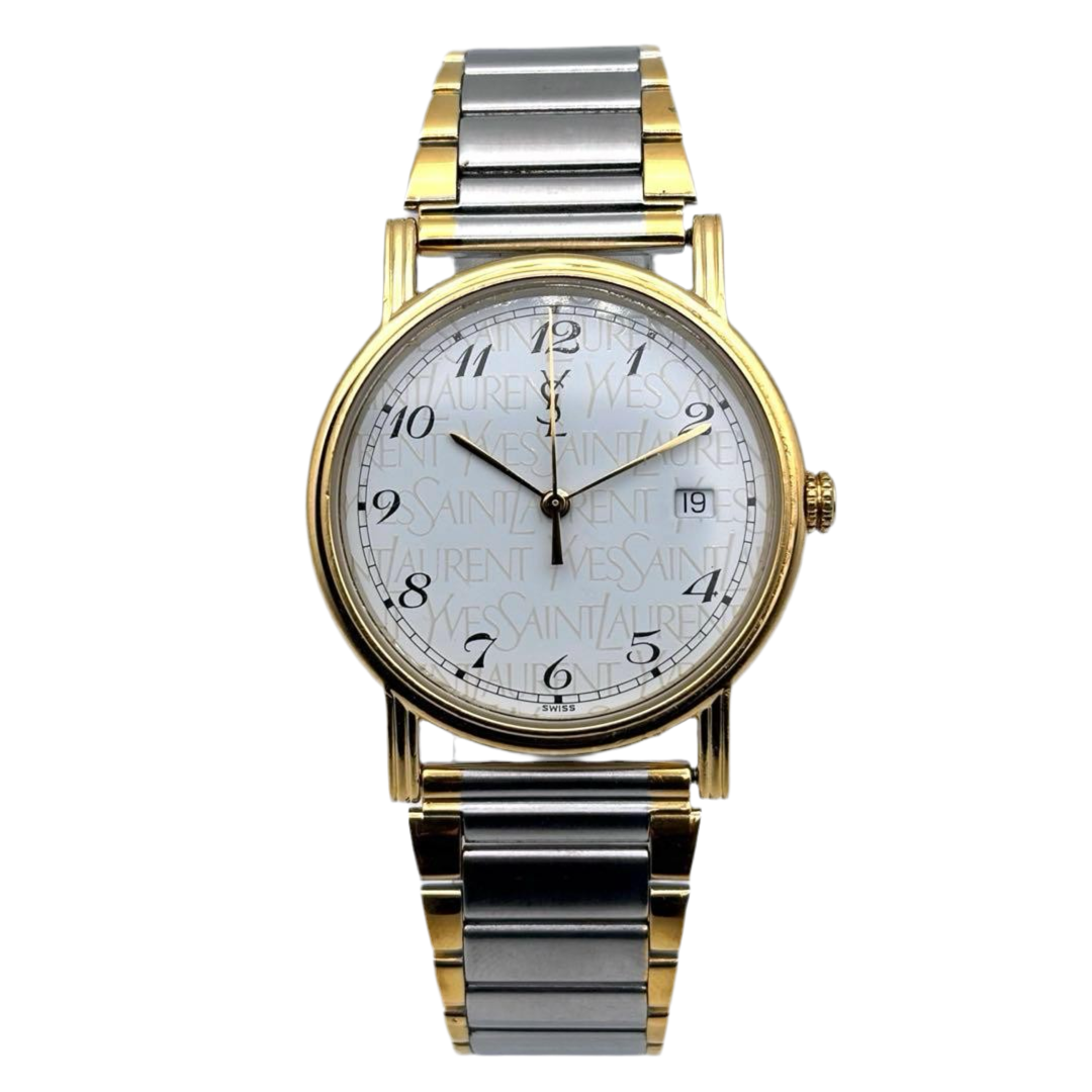 Yves Saint Laurent Date Quartz Watch - Silver, Metal
