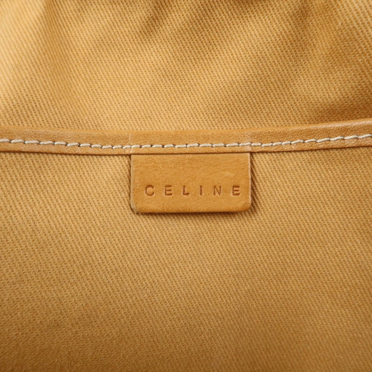 CELINE C Macadam Canvas Leather Shoulder Bag Navy