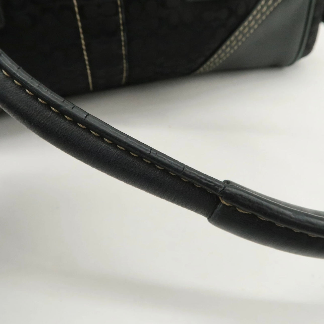 COACH Leather Canvas Hand Bag Brown Silver