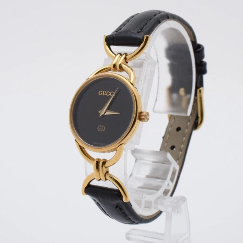 Vintage GUCCI 6000L 23mm Black Dial Gold Quartz Watch