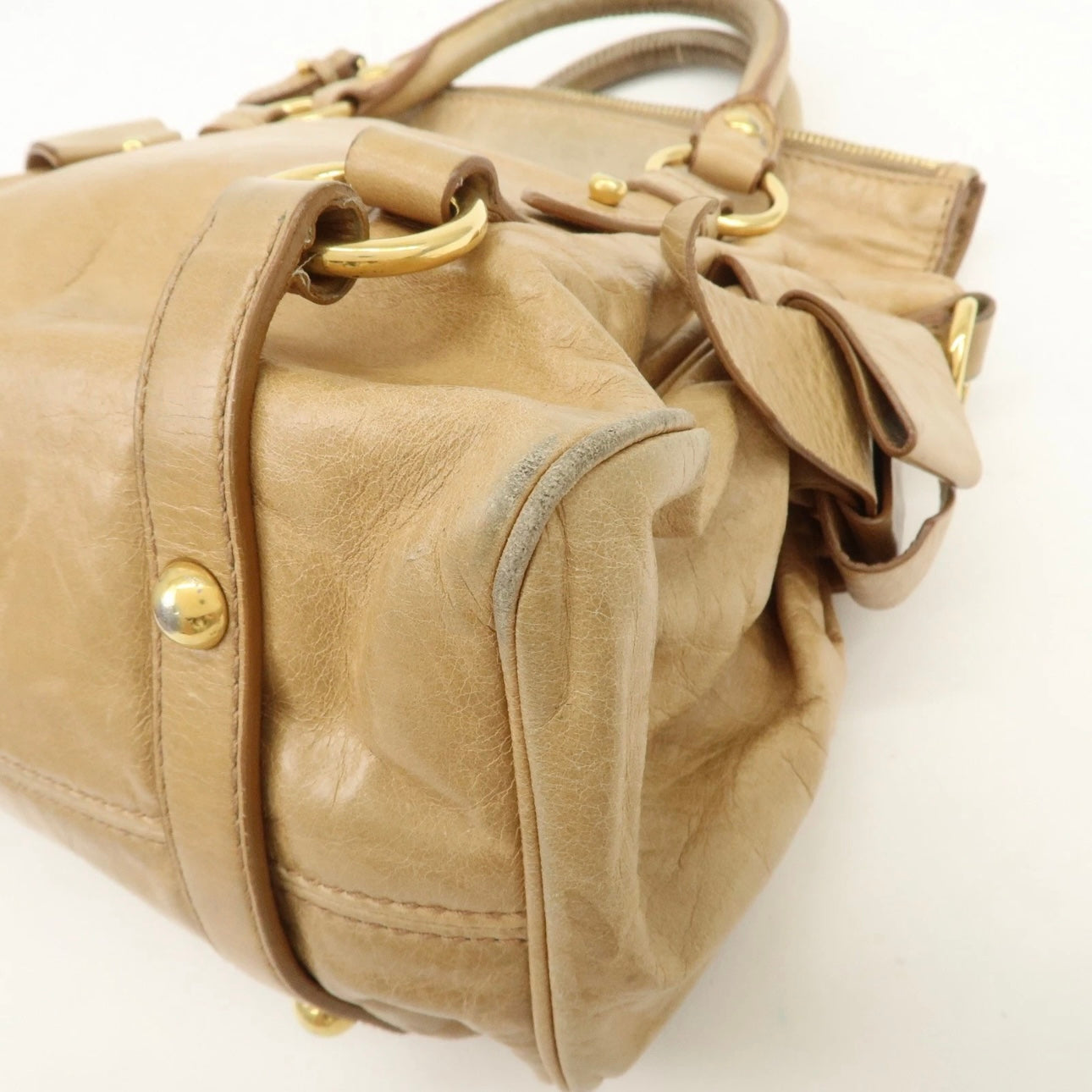 MIU MIU Leather 2Way Bag- Beige