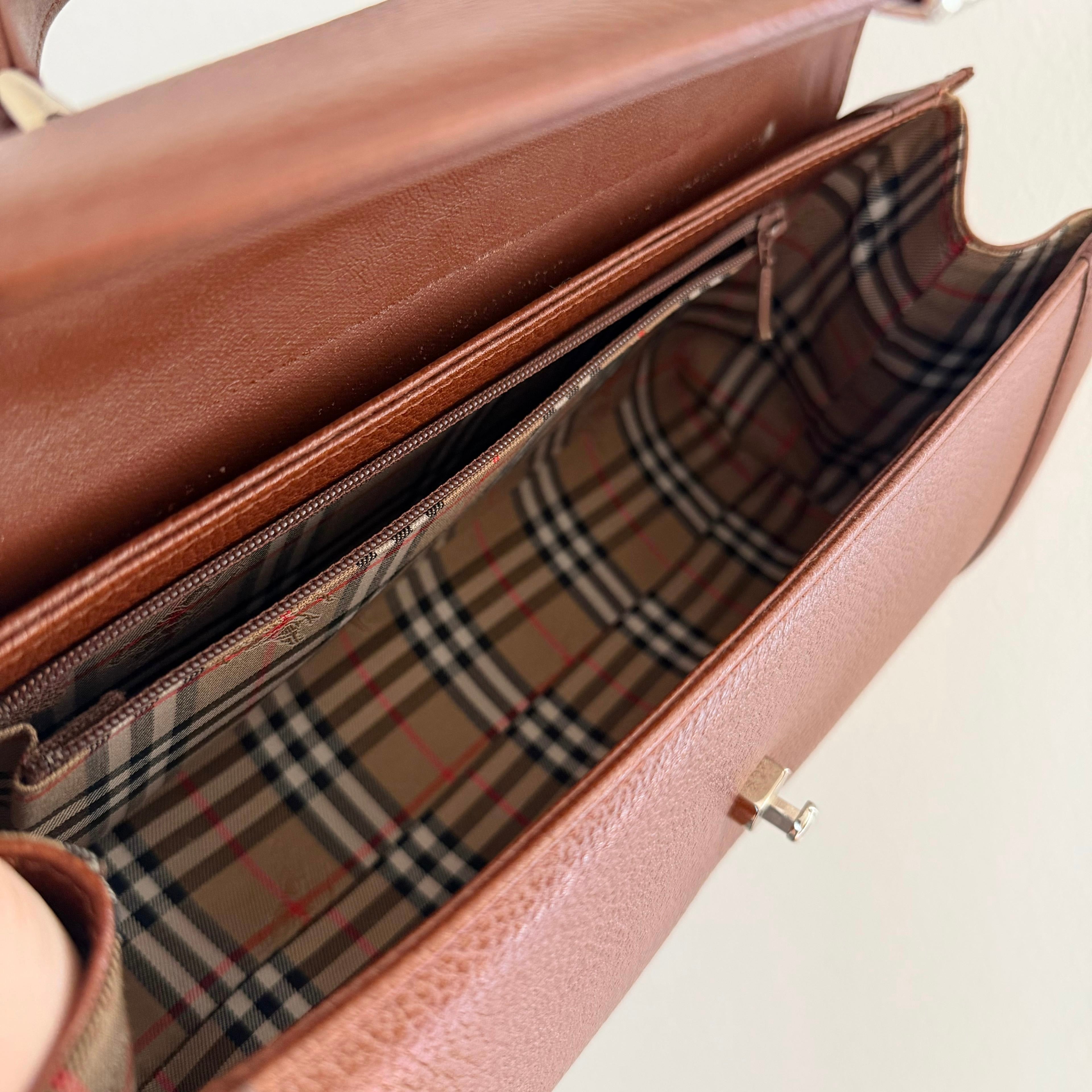 Burberry Nova Check Hand Tote Bag - Brown, Leather