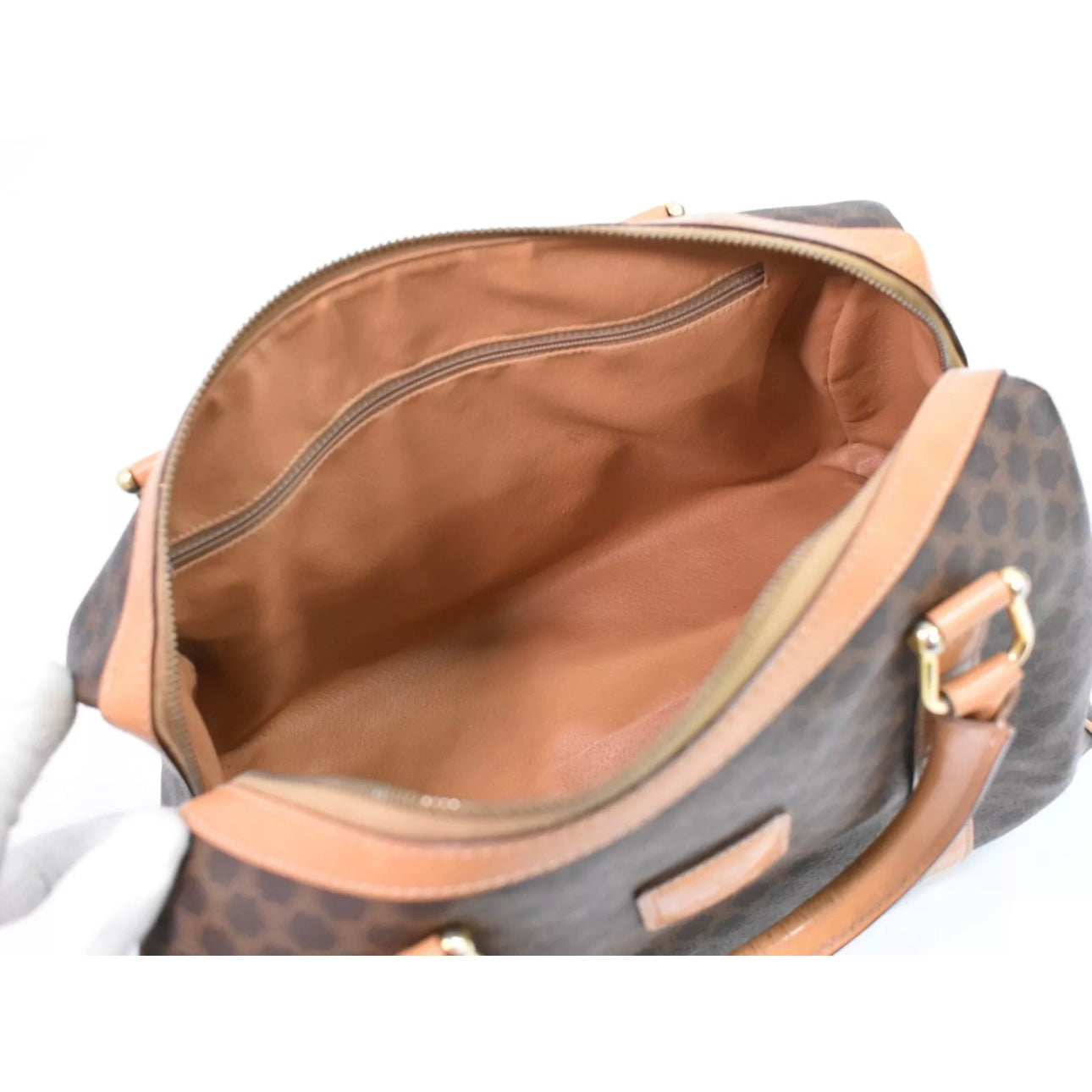 Celine Macadam PVC Boston Handbag Brown