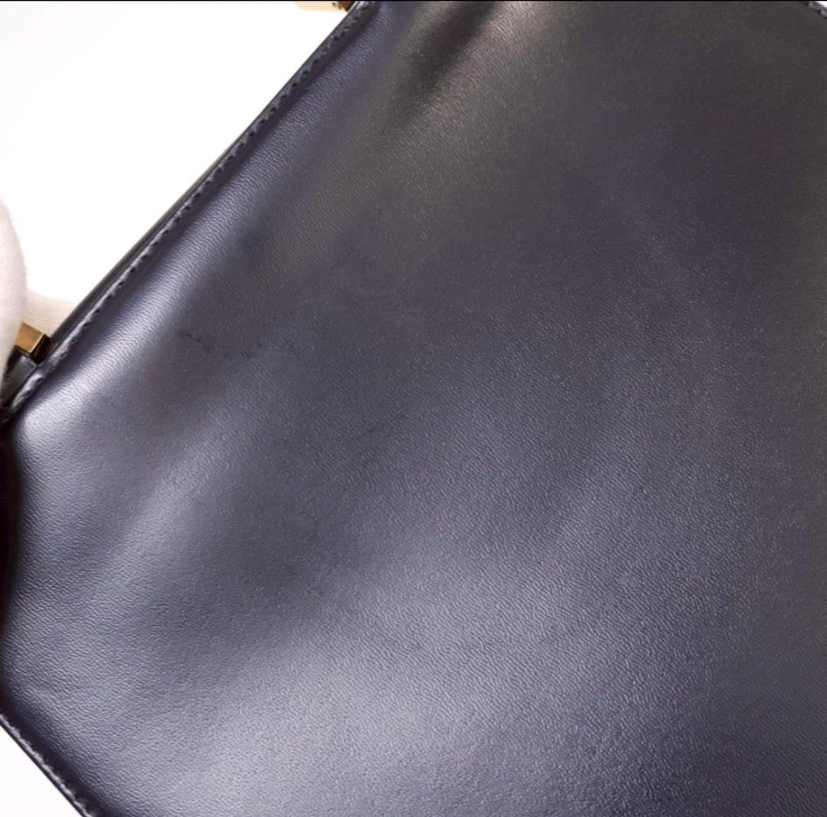 SAINT LAURENT YVES SHOULDER HAND TOTE BAG - NAVY, LEATHER