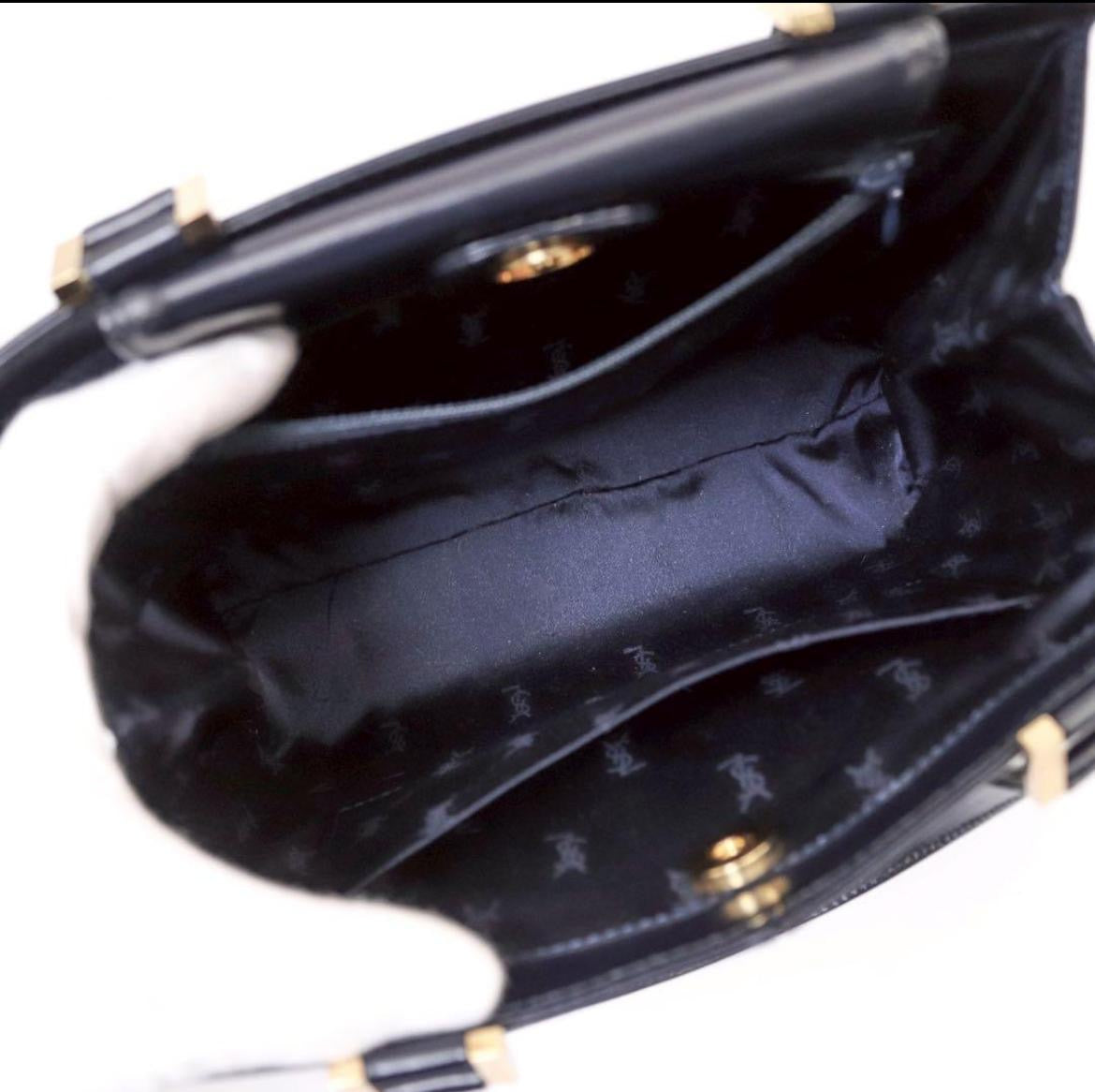 SAINT LAURENT YVES SHOULDER HAND TOTE BAG - NAVY, LEATHER