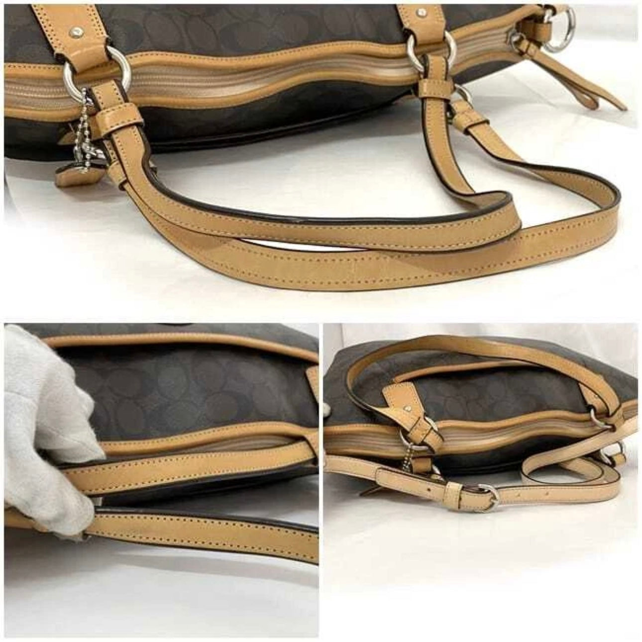 Coach Signature 2way bag Brown PVC leather