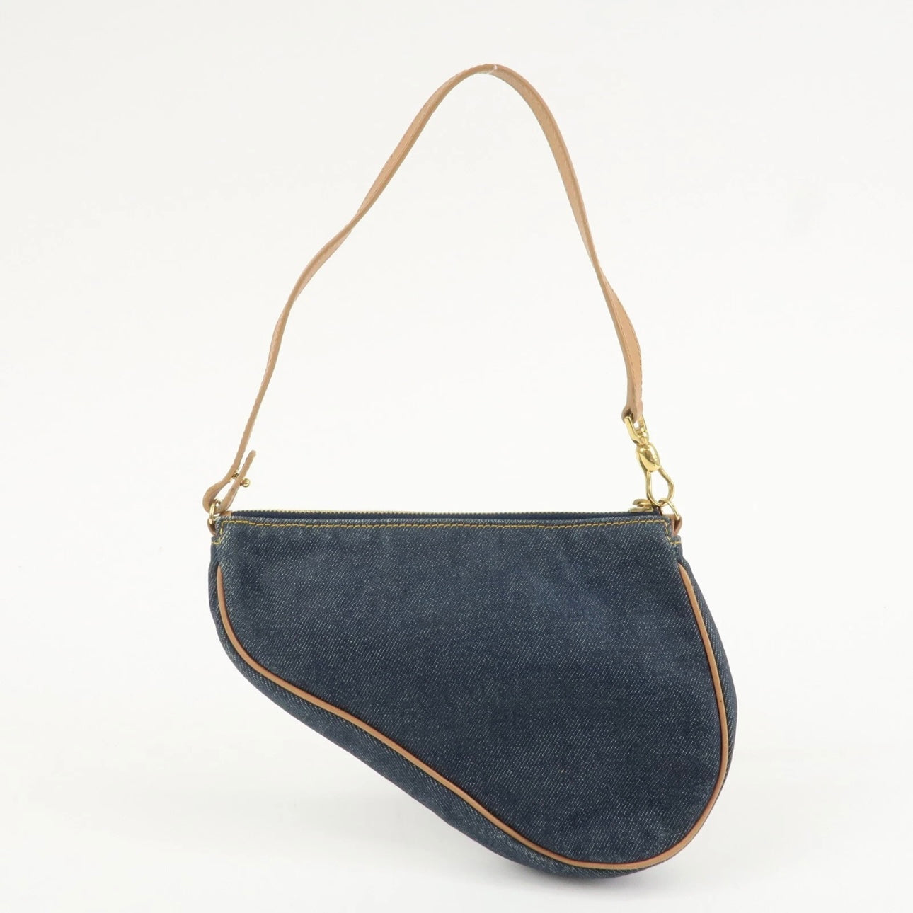Christian Dior Saddle Pouch Denim Leather Hand Bag Shoulder Bag Indigo