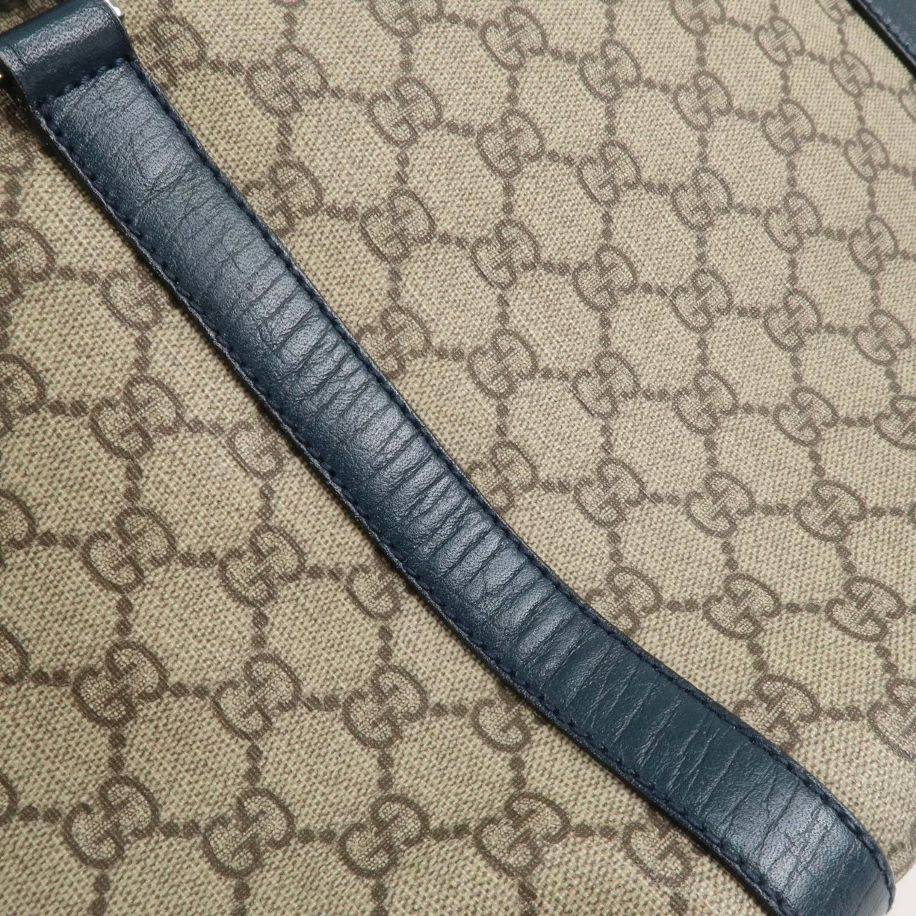 GG Supreme Leather Tote Bag Beige Navy