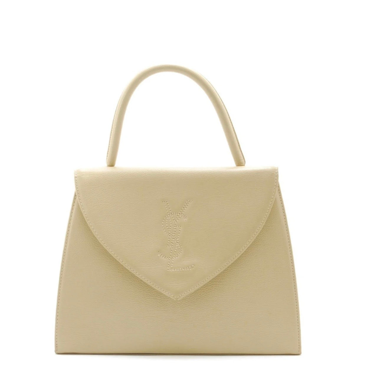 Saint Laurent Vintage Top Hand Bag - Beige, Leather